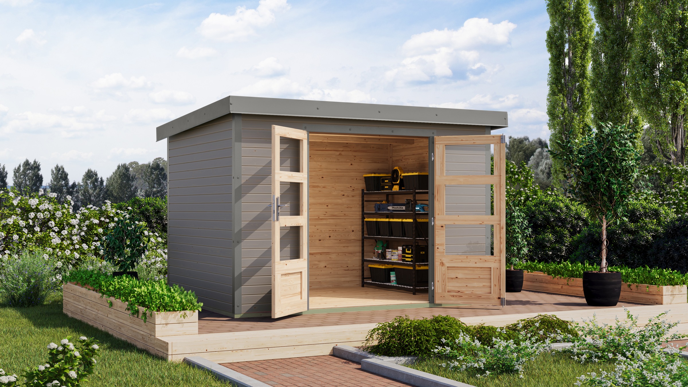 Karibu Gartenhaus "Jupiter 4 D", in verschiedenen Farben günstig online kaufen