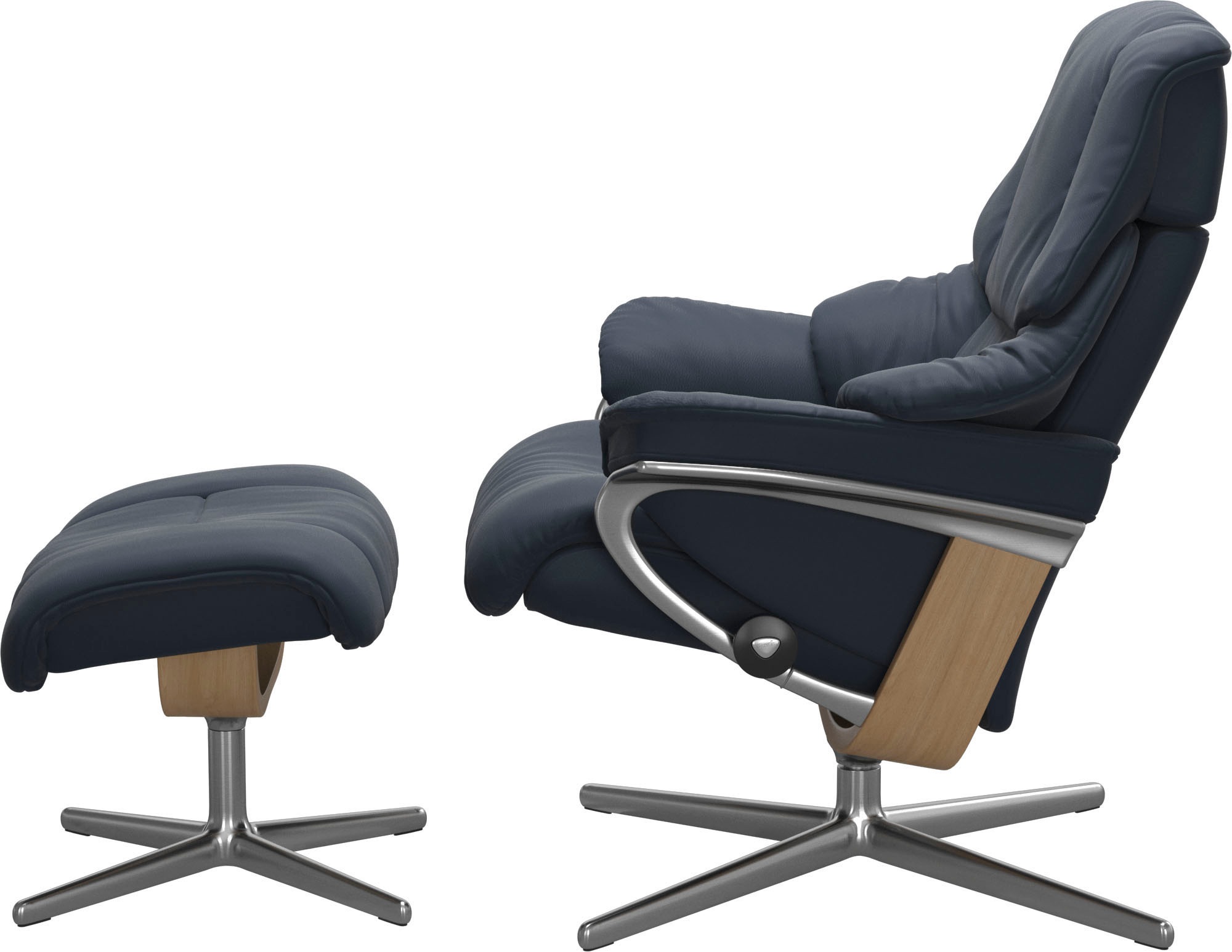 Stressless® Relaxsessel »Reno«, (Set, Relaxsessel mit Hocker), mit Hocker, mit Cross Base, Größe S, M & L, Holzakzent Eiche