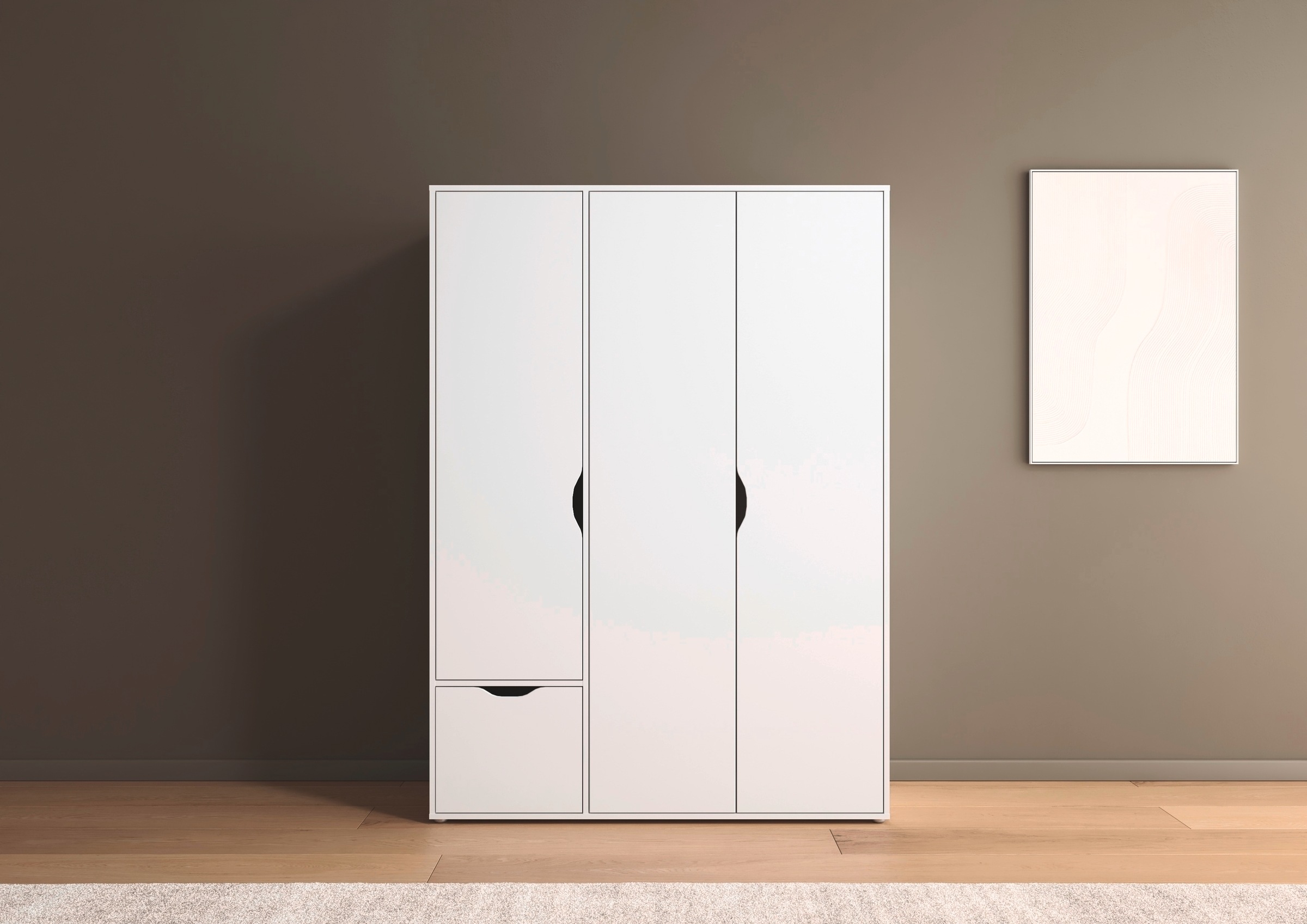 rauch Drehtürenschrank »Kleiderschrank Schrank Garderobe Wäscheschrank NARAI mit Schubladen«, (in 3 verschiedenen Ausstattungen BASIC/CLASSIC/PREMIUM), Griffausfräsungen für eine grifflose Optik TOPSELLER MADE IN GERMANY