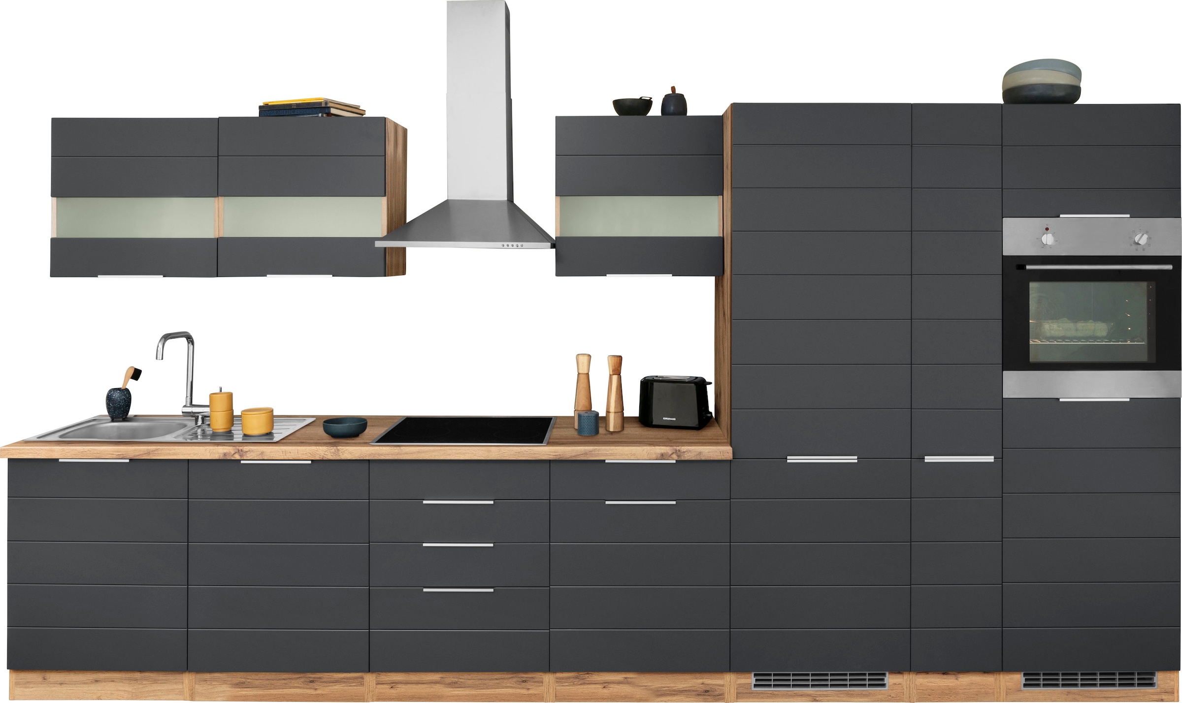 Virtuvės baldų komplektas »KS-Luhe« 390 cm plotis patogi su arba be įmontuota buitinė technika gefräste MDF-Fronten