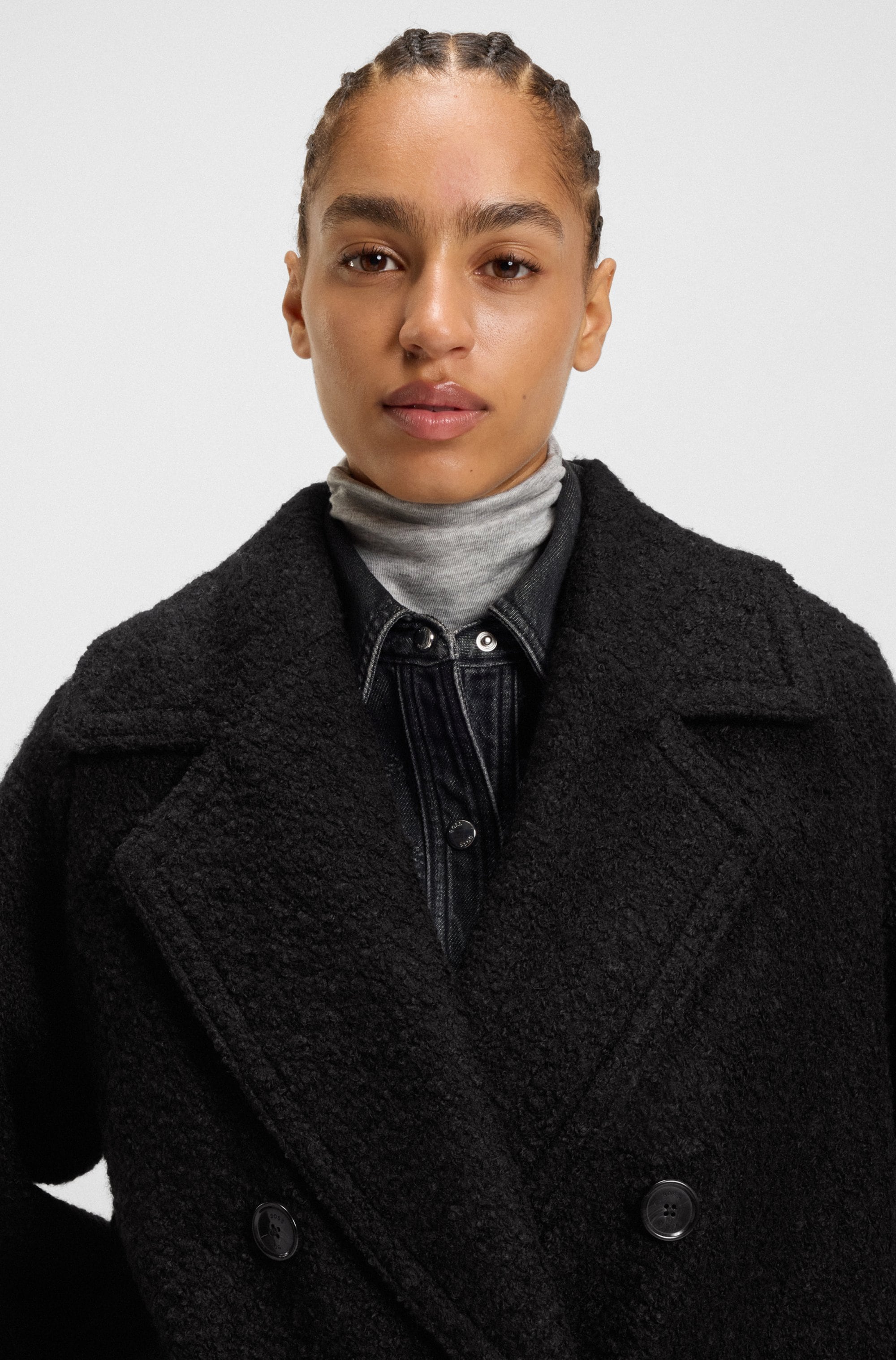 BOSS ORANGE Caban »Cabani Premium Damenmode« im Boxy-Fit mit Bouclé-Struktur