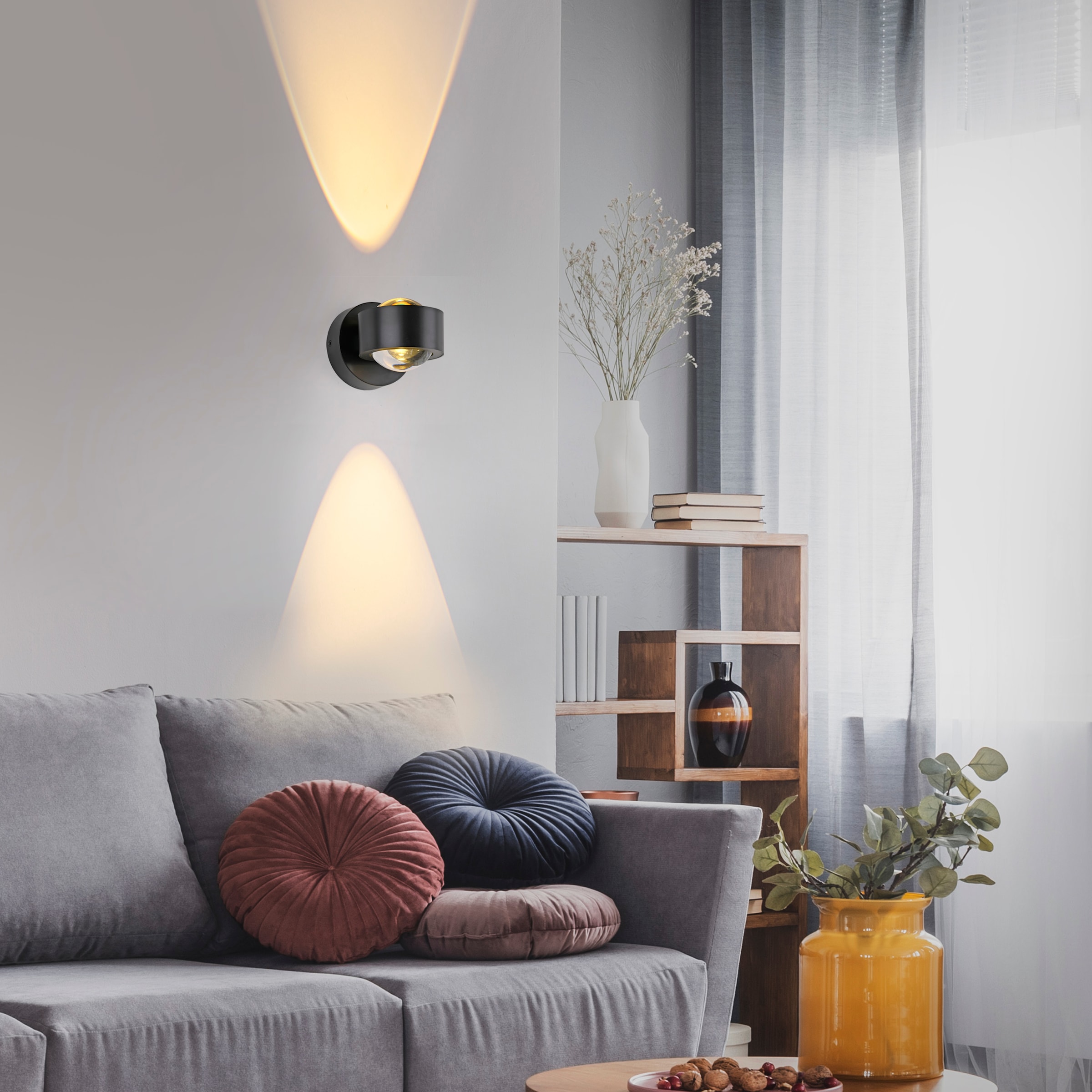JUST LIGHT LED Wandleuchte »AKKU-CHIA« LED-Board 1 Stk. Warmweiß Akkubetrieben inkl. USB-Ladekabel, 5 Stufen Dimmung + Timerfunktion
