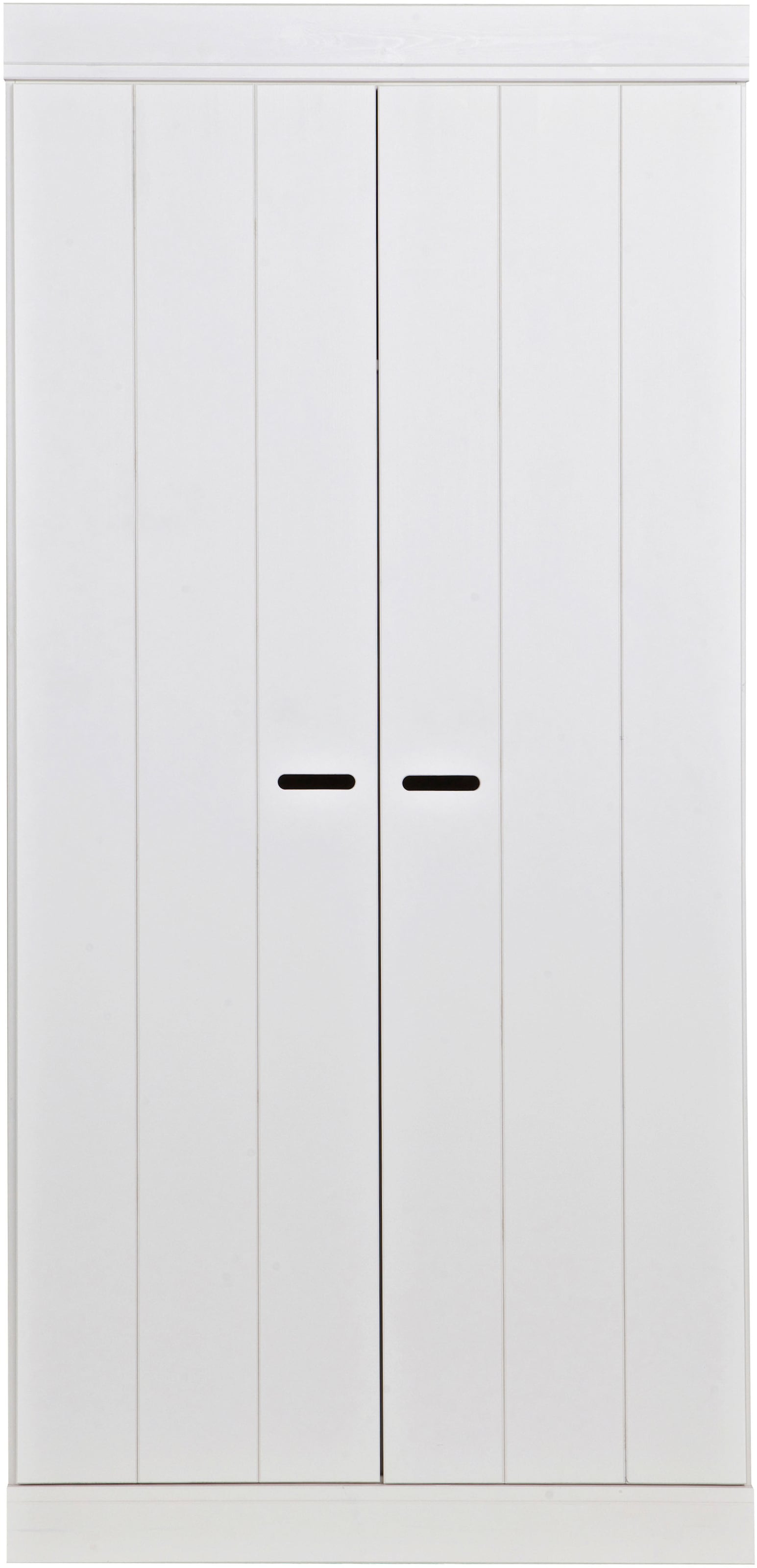 WOOOD Kleiderschrank »Connect mit Streifen-Türen mit Schlitzen (3-türig)« FSC® Massivkiefer, Melamin-Innenraum