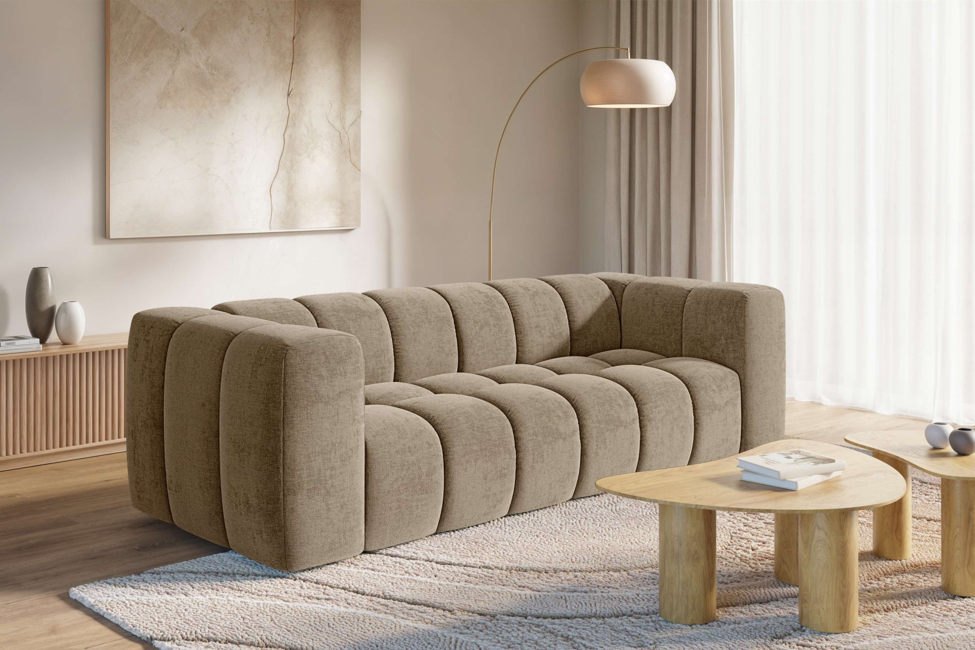 homsy by Ana Johnson Big-Sofa ""L" BOUBELLE Design-Sofa mit Steppung, Bubble-Optik, Breite 246 cm" 4-Sitzer mit Wellenunterfederung, L Sitztiefe 63 cm