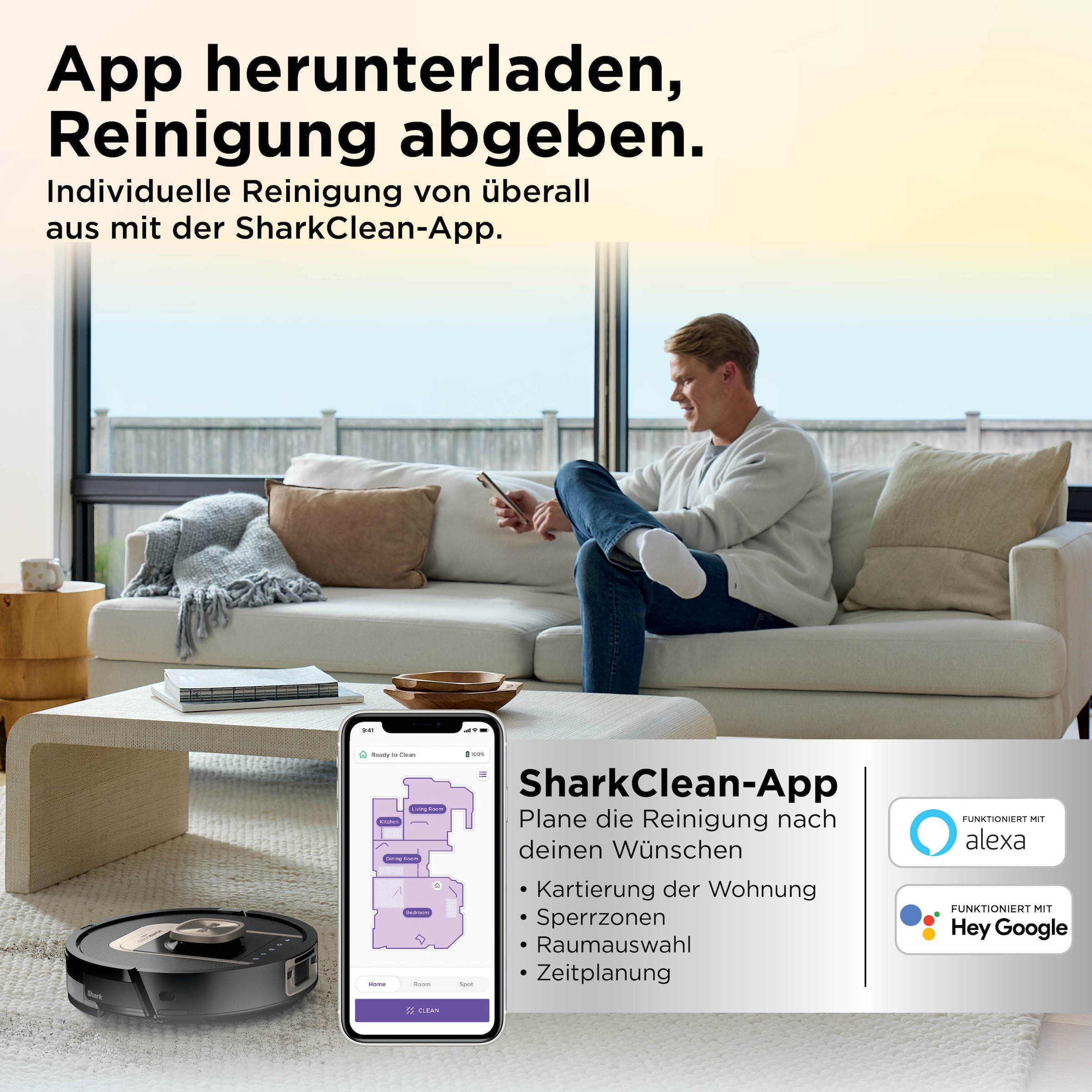 Shark Saugroboter »Shark ThermaCharged PowerDetect Saugroboter RV2900XEEU« beheizte Basisstation verwendet 85°C heißes Wasser und 80°C warme Luft