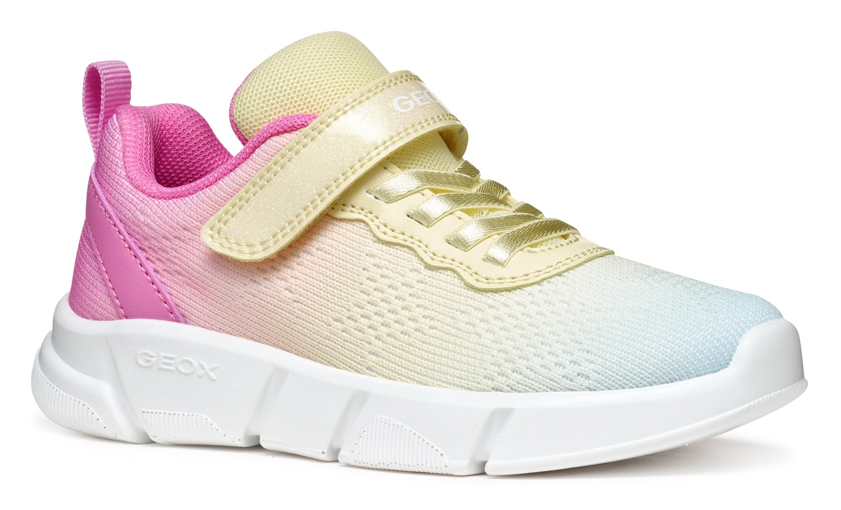 Geox Sneaker »J ARIL GIRL«, Knitwear Sneaker, Klettschuh mit glitzerndem Klettriegel