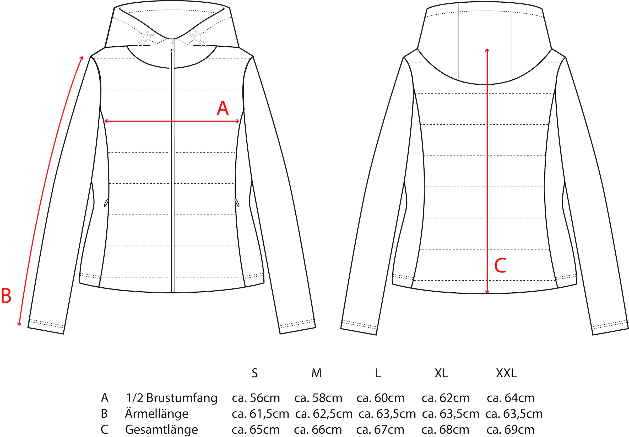 Zwillingsherz Steppjacke »„Good Vibes“« gesteppte Partien vorne und hinten, seitliche Einsätze elastisch
