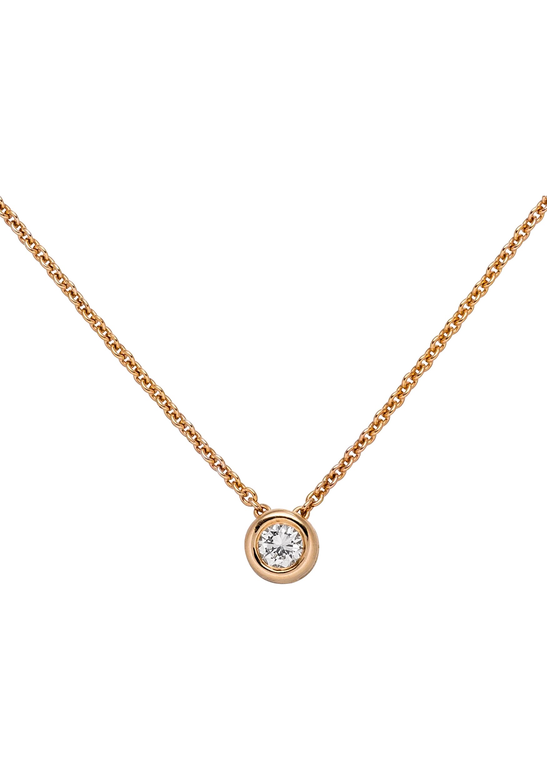 JOBO Kette mit Anhänger »Solitär Diamant Brillant 0,15 ct.« 14 Karat 585 Roségold 45 cm