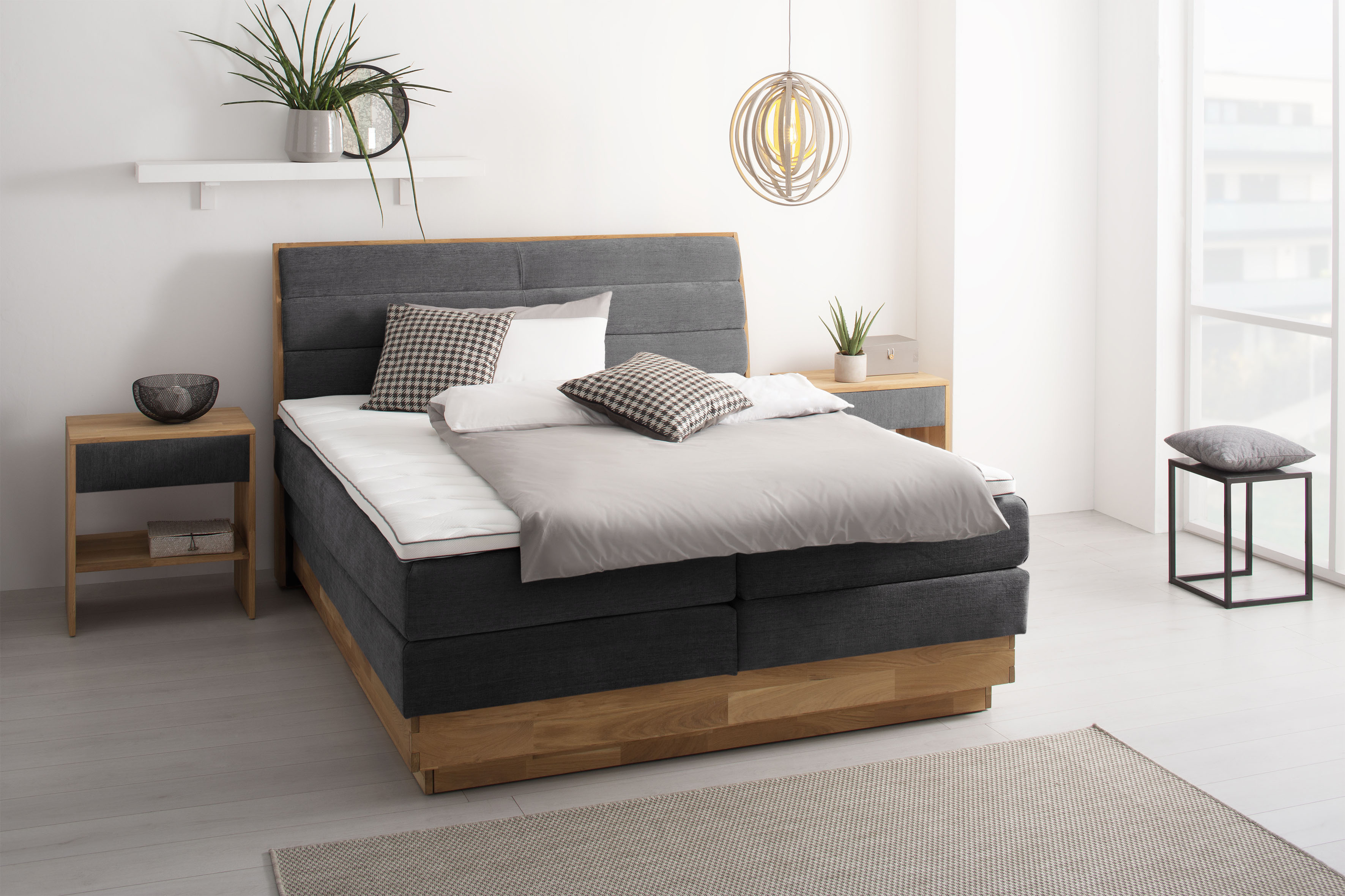 OTTO home Boxspringbett "JENNA in verschiedenen Farben und Breiten erhältlich" LED-Beleuchtung, mit zertifizierten, recycelten Bezugsstoffen