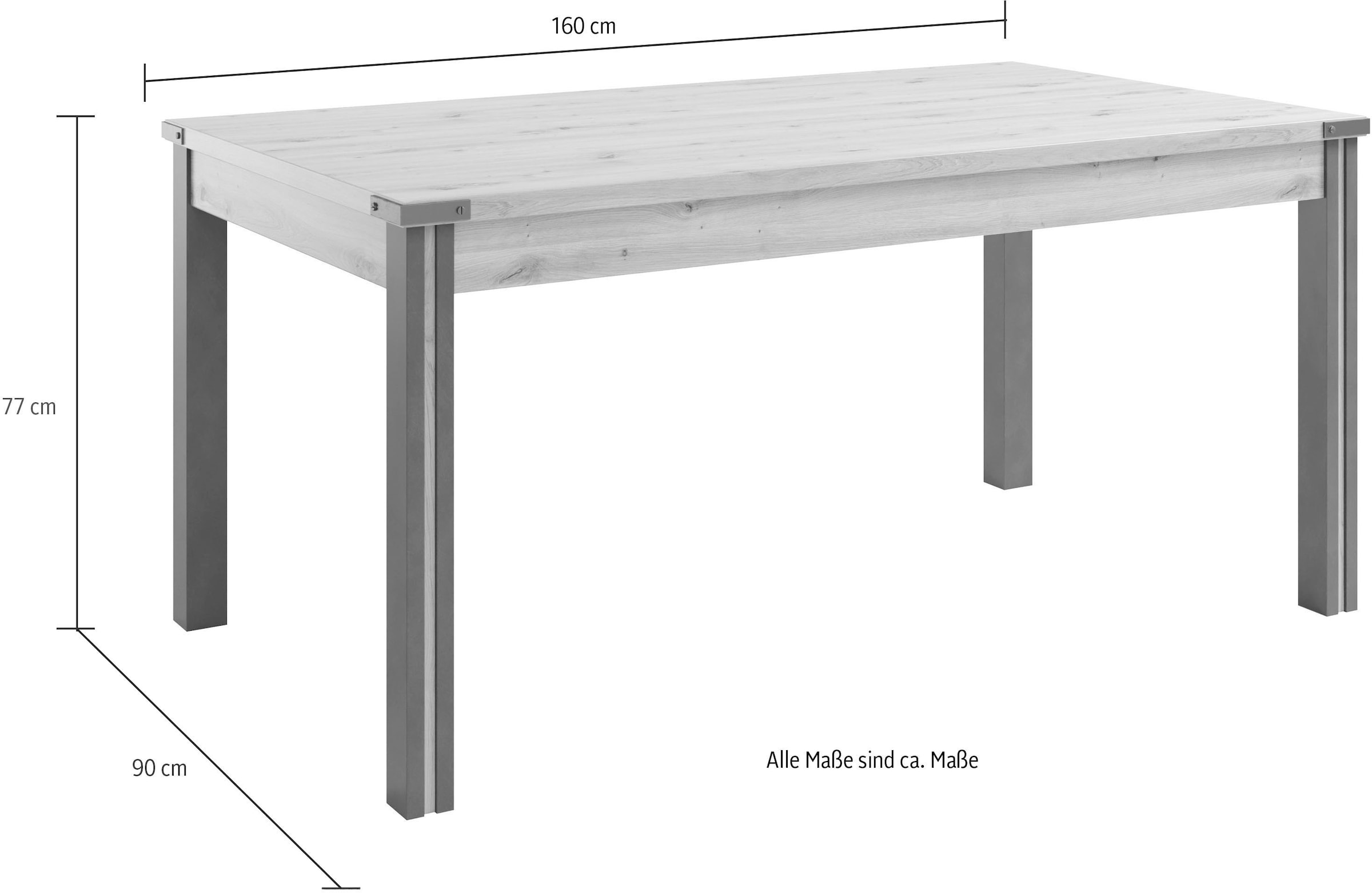 Home affaire Esstisch »Mia« 1 Stk. tlg. Esszimmertisch, rechteckige Form - (B/T/H) 160/90/77 cm