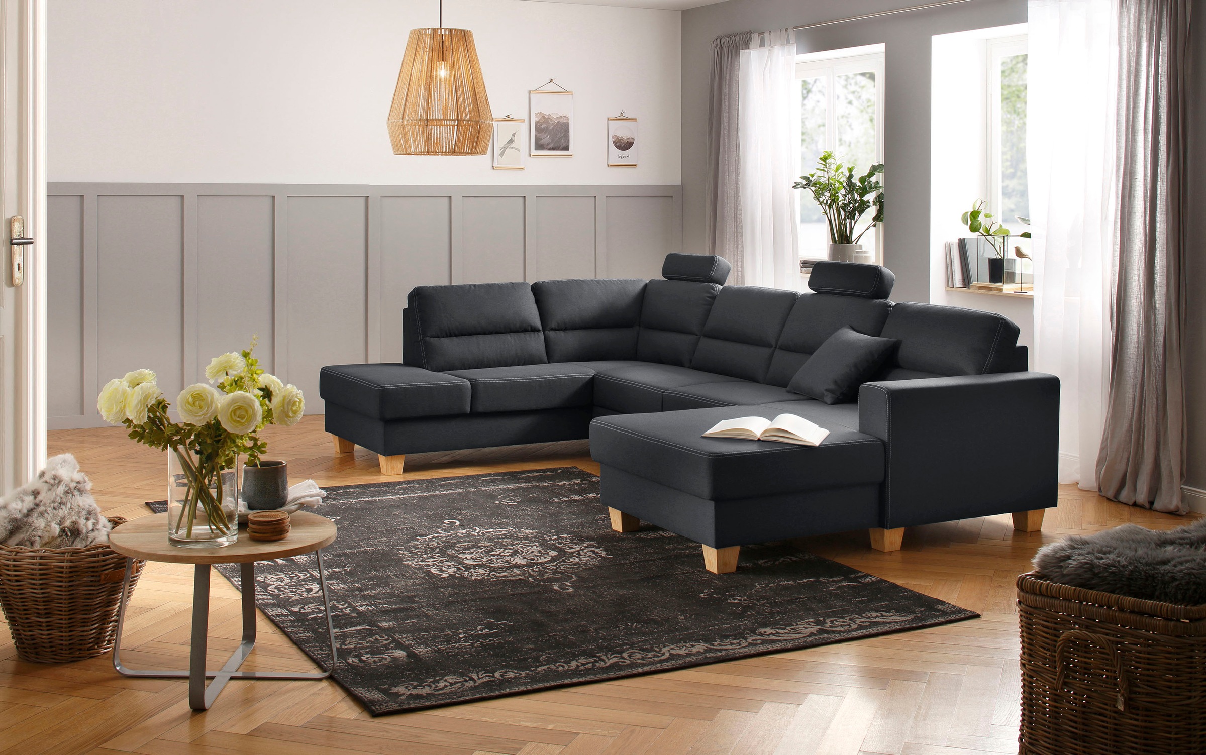 Home affaire Wohnlandschaft "Navan, komfortabel mit viel Platz, U-Form", wa günstig online kaufen