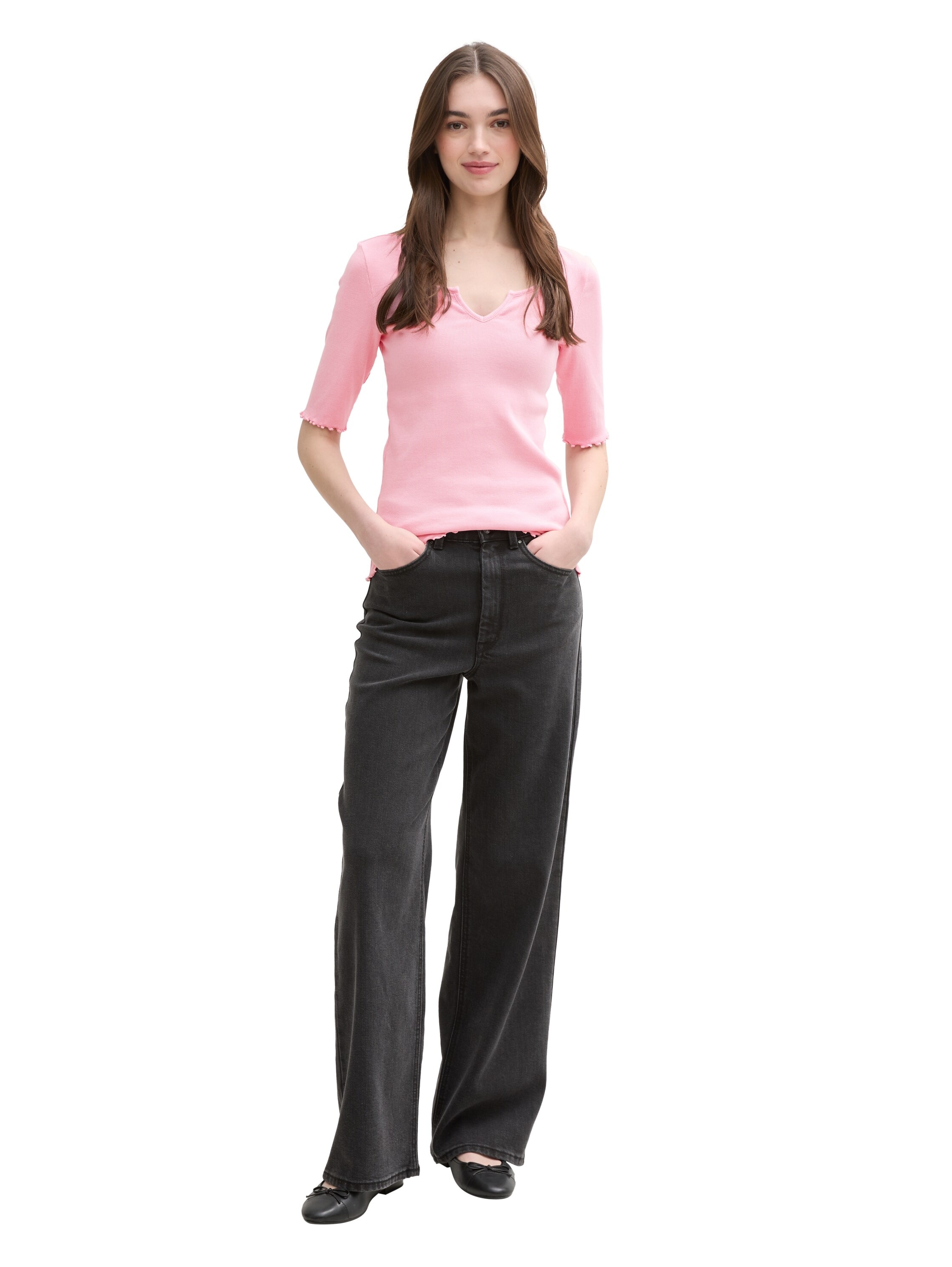 TOM TAILOR Denim T-Shirt, mit Rippstruktur
