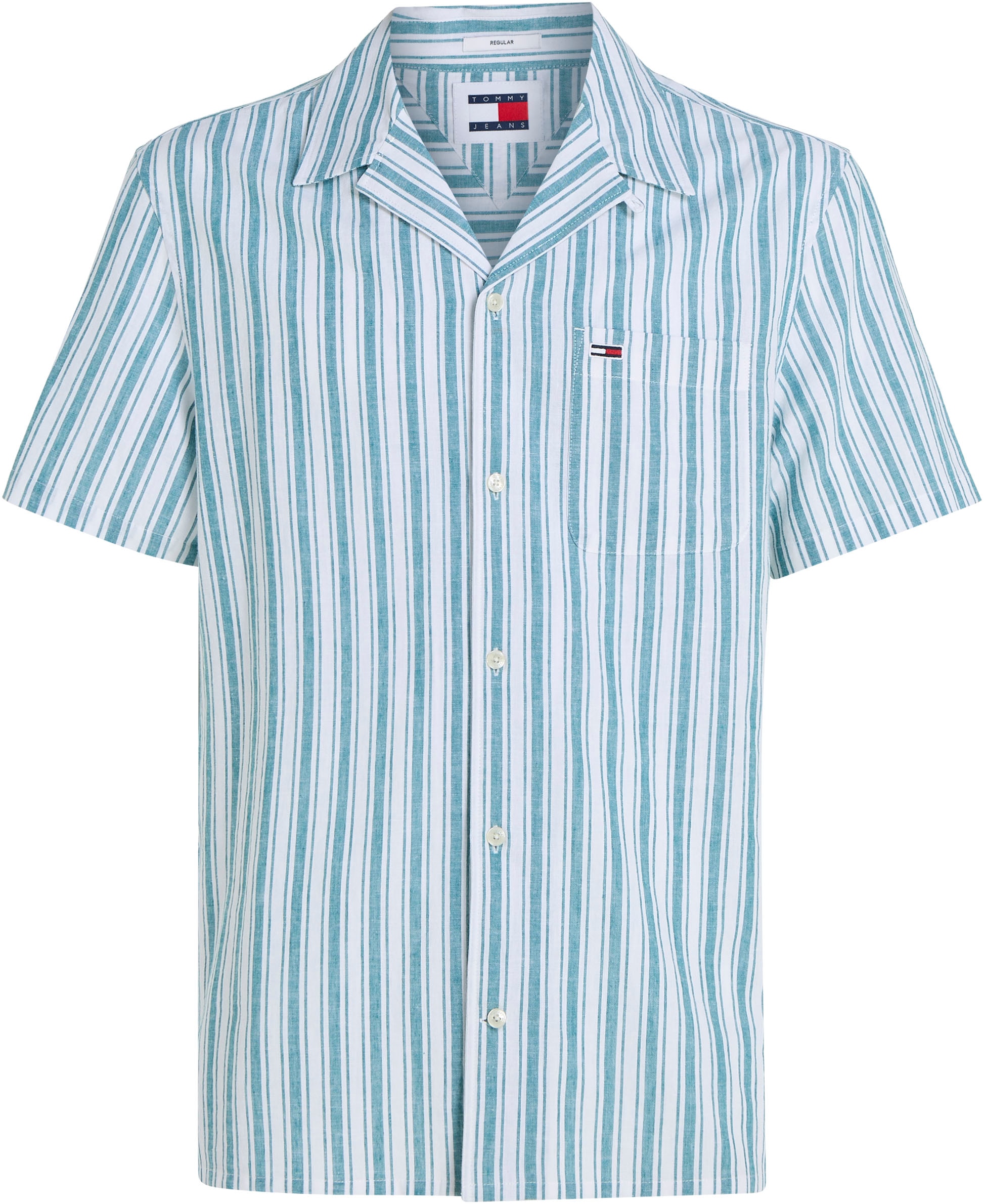 Tommy Jeans Plus Kurzarmhemd »TJM STRIPE LINEN SS SHIRT EXT«, Große Größen, Modische Längsstreifen