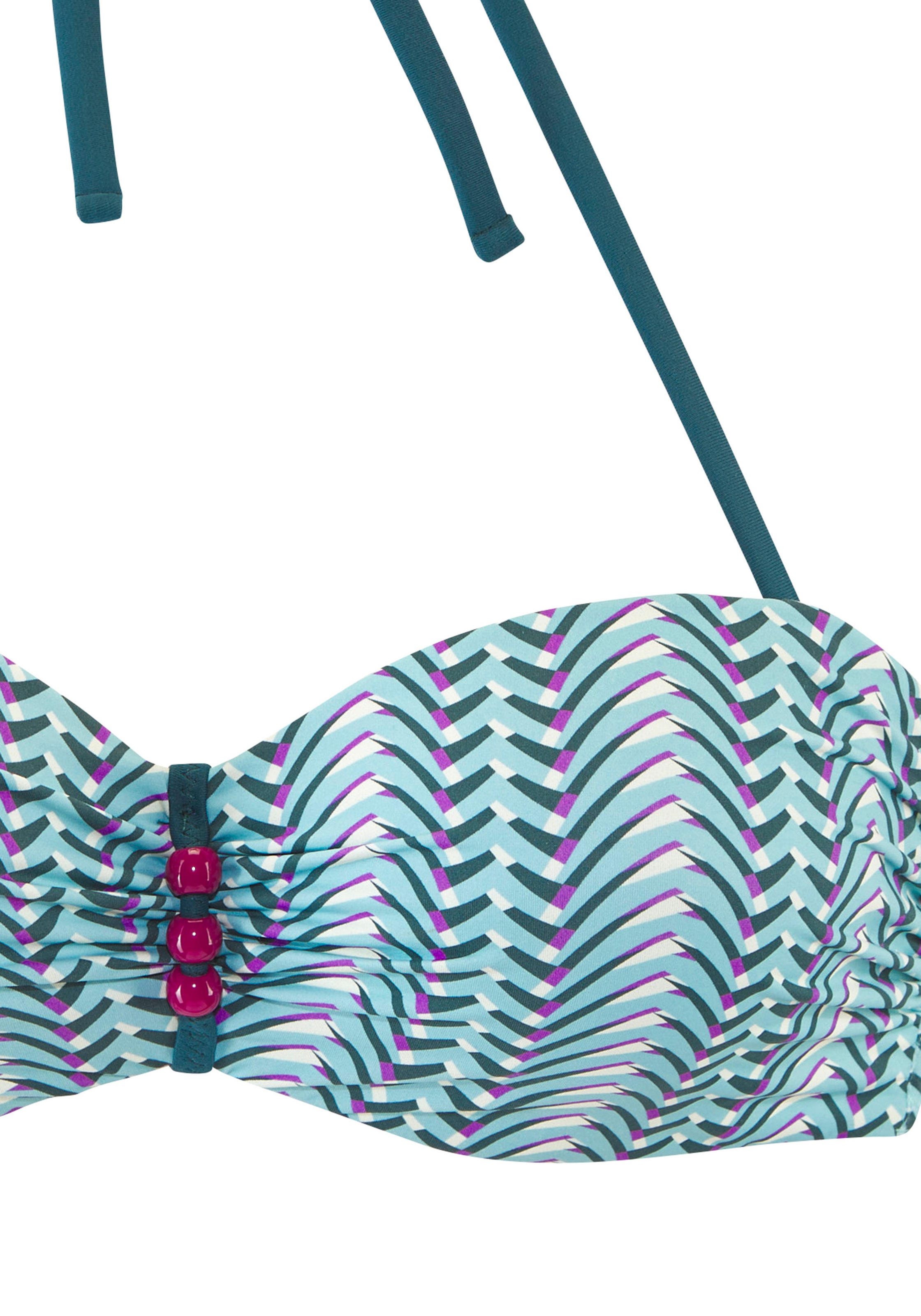 Vivance Underwired Bandeau Bikini Set Blue Printed Size 36 D 3