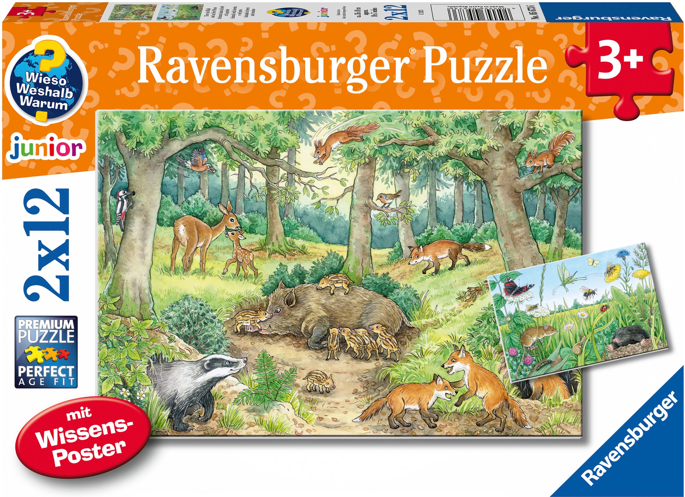 Puzzle »Wieso? Weshalb? Warum? Junior, Tiere im Wald und auf der Wiese«, 2 x 12 Teile;...