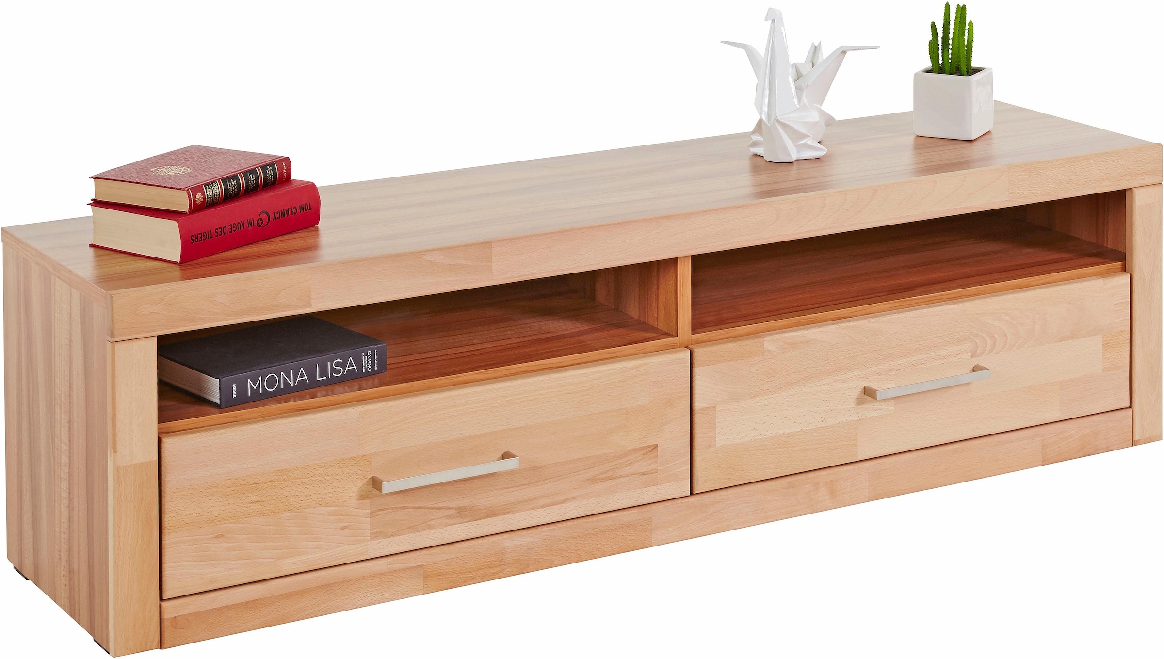 Home affaire Lowboard "Ribe,140cm breit, Fronten Massivholz,4 Fächer,Kabeld günstig online kaufen