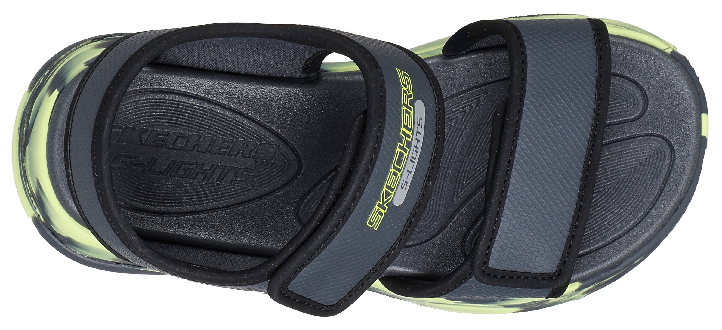Skechers Sandale »SOLA GLOW SANDAL«, Sandale mit Klettverschluss+Blinkfunk., Größenschablone zum Download