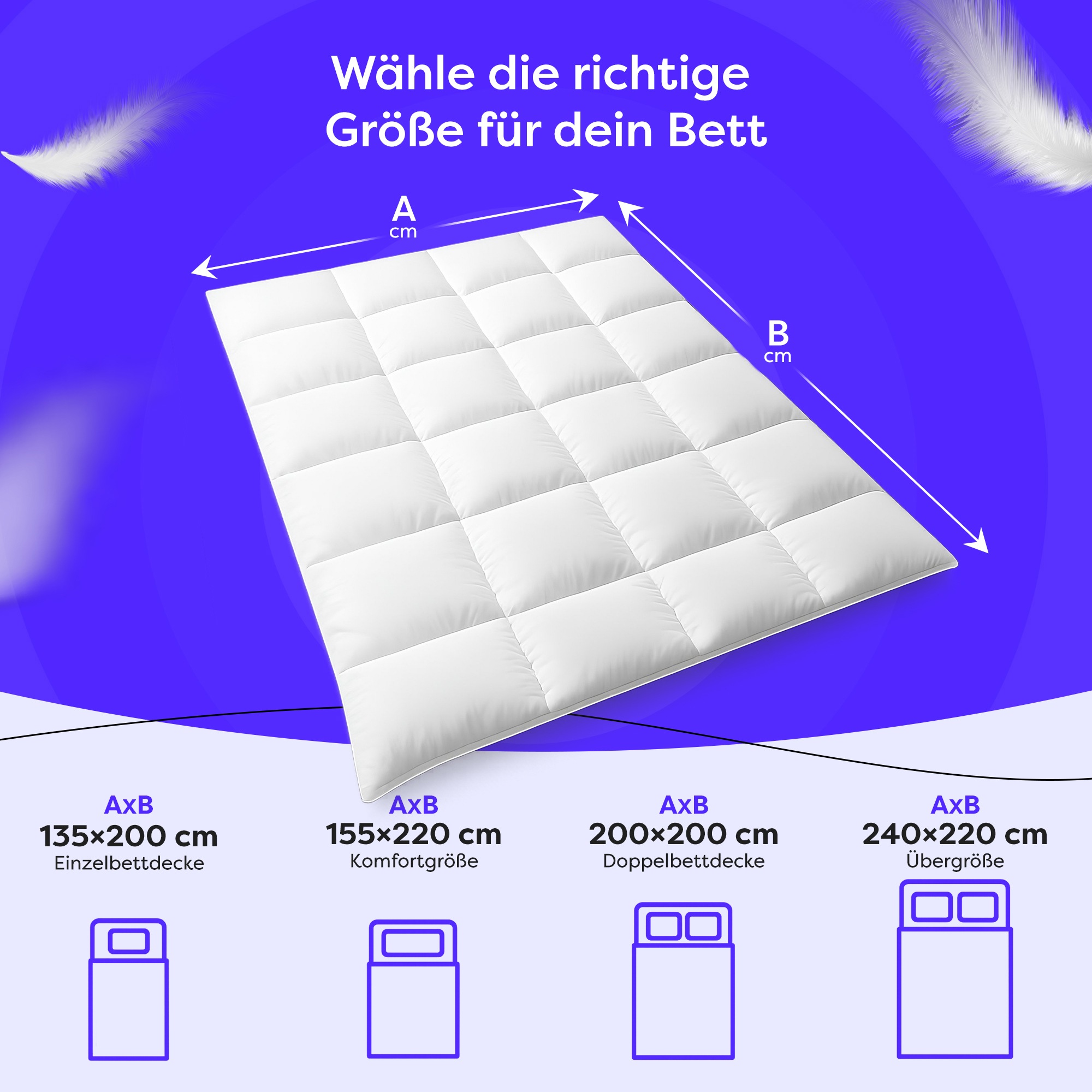 Thumbnail - Wolkenfeld Daunenbettdecke "Winterbettdecke Daunendecke Anti-Milben, Hypoallergen, Waschbar" extrawarm 1 Stk. tlg. 135x2...