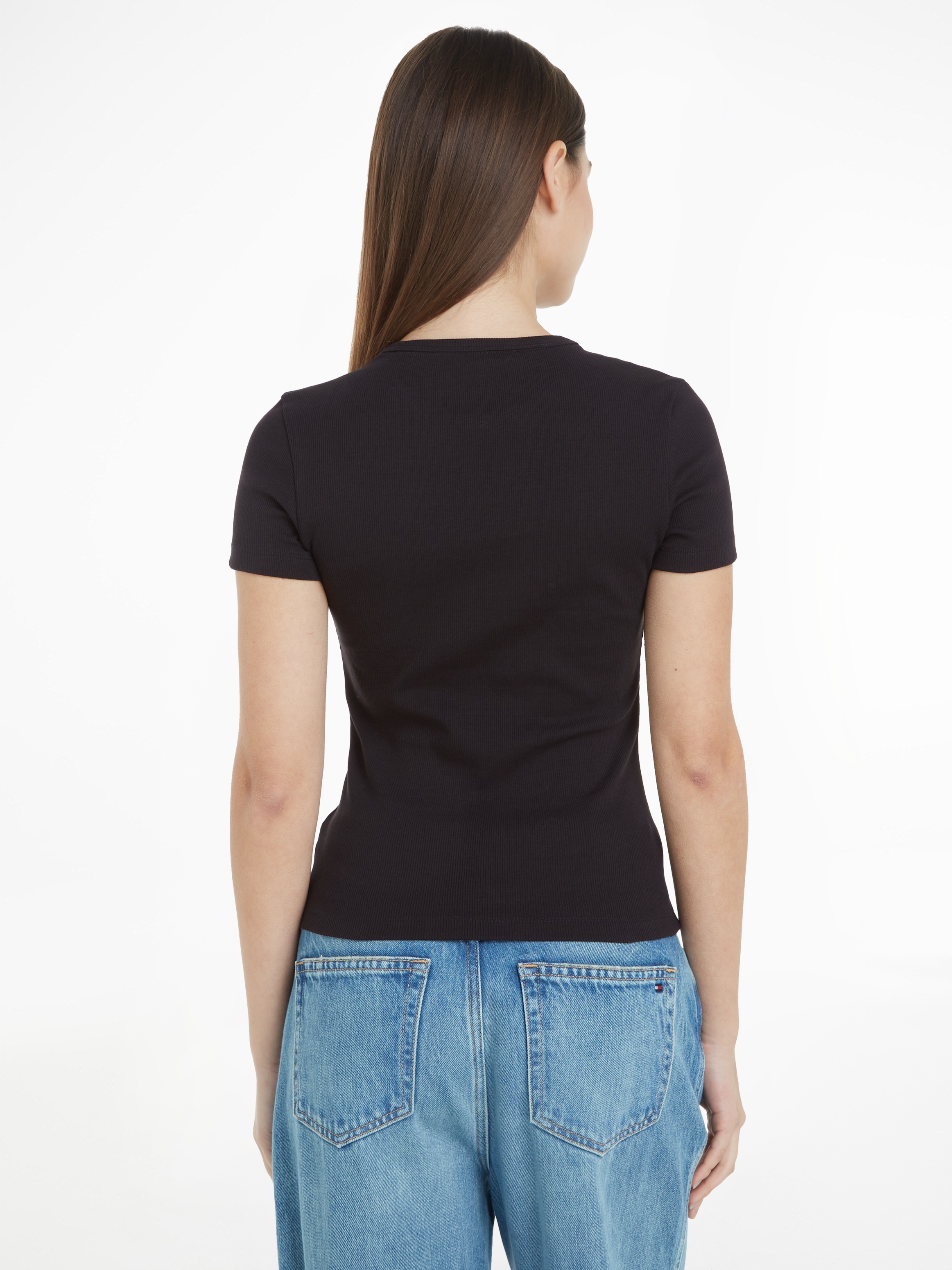 Tommy Jeans Kurzarmshirt "TJW SLIM BADGE RIB TEE", mit gerippter Struktur günstig online kaufen