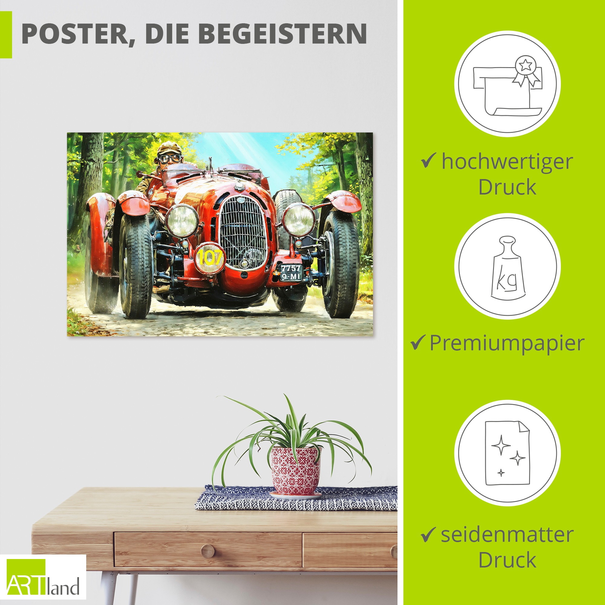 Artland Wandbild »Alfa Romeo 8C 2300 Monza« 1 Stk. tlg. als Alubild, Leinwandbild, Poster, Wandaufkleber in verschied. Größen
