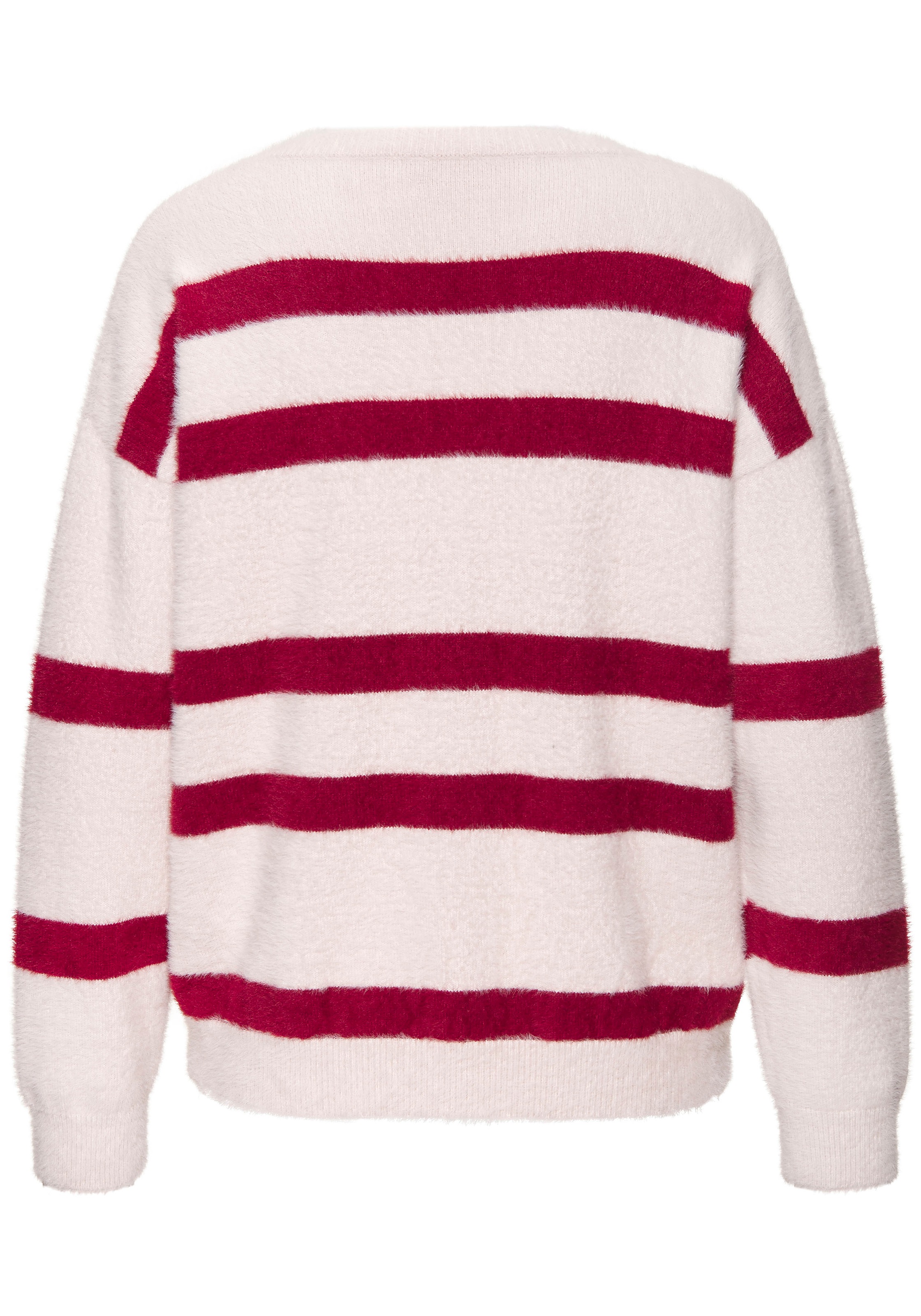 LASCANA Streifenpullover, aus kuschelweichem Strick, V-Ausschnitt, Streifenoptik, modisch