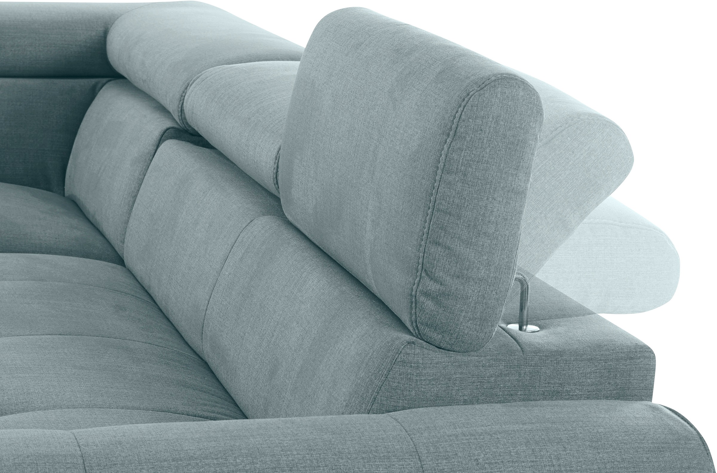 COTTA Ecksofa »Mia L-Form mit 3 Zierkissen«, wahlweise mit Bettfunktion, Bettkasten, Beleuchtung & Wireless-Charger