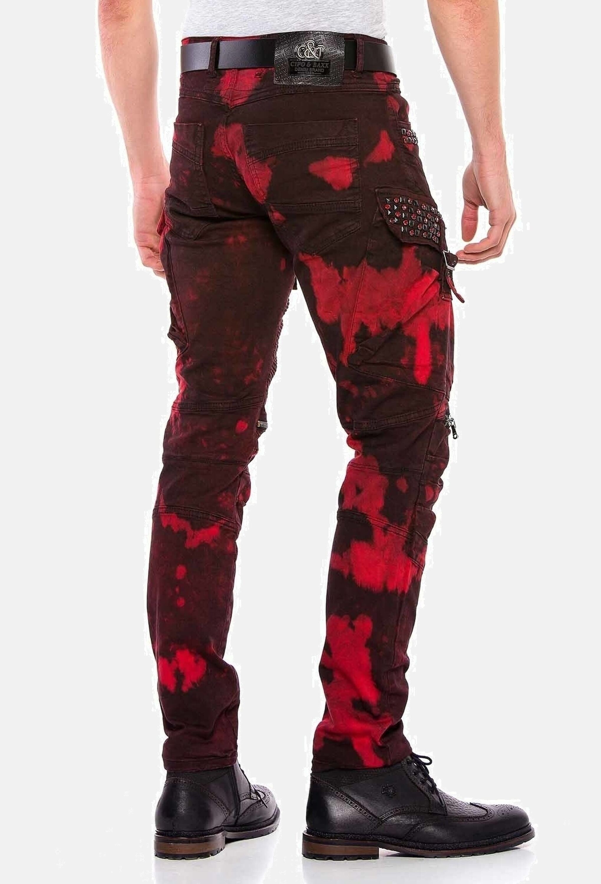 Cipo & Baxx Straight-Jeans »Cipo & Baxx Jeans« mit Biker- und Punk-Elementen, CD558