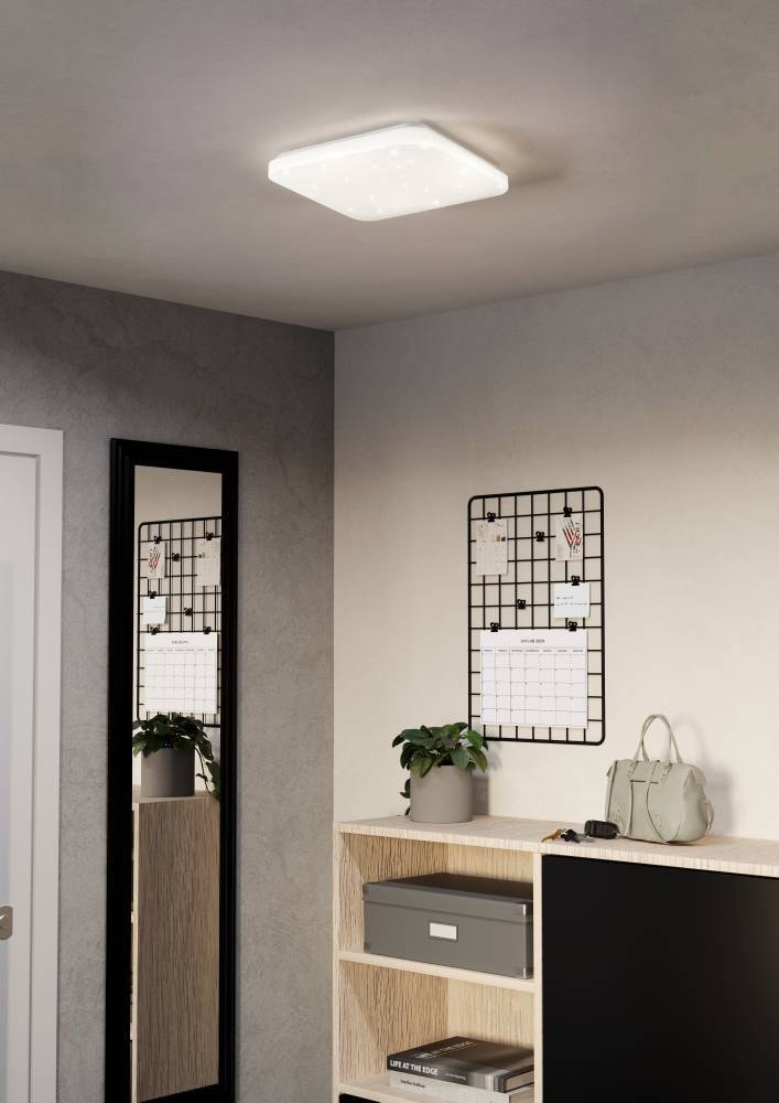 EGLO LED Deckenleuchte »FRANIA-S Deckenlampe, weiß, Kristalleffekt, geringe Aufbauhöhe«, 1 flammig, Leuchtmittel LED-Board | LED fest integriert, Sternenhimmel Deckenleuchte, Kristall-Effekt, neutralweiß, IP20