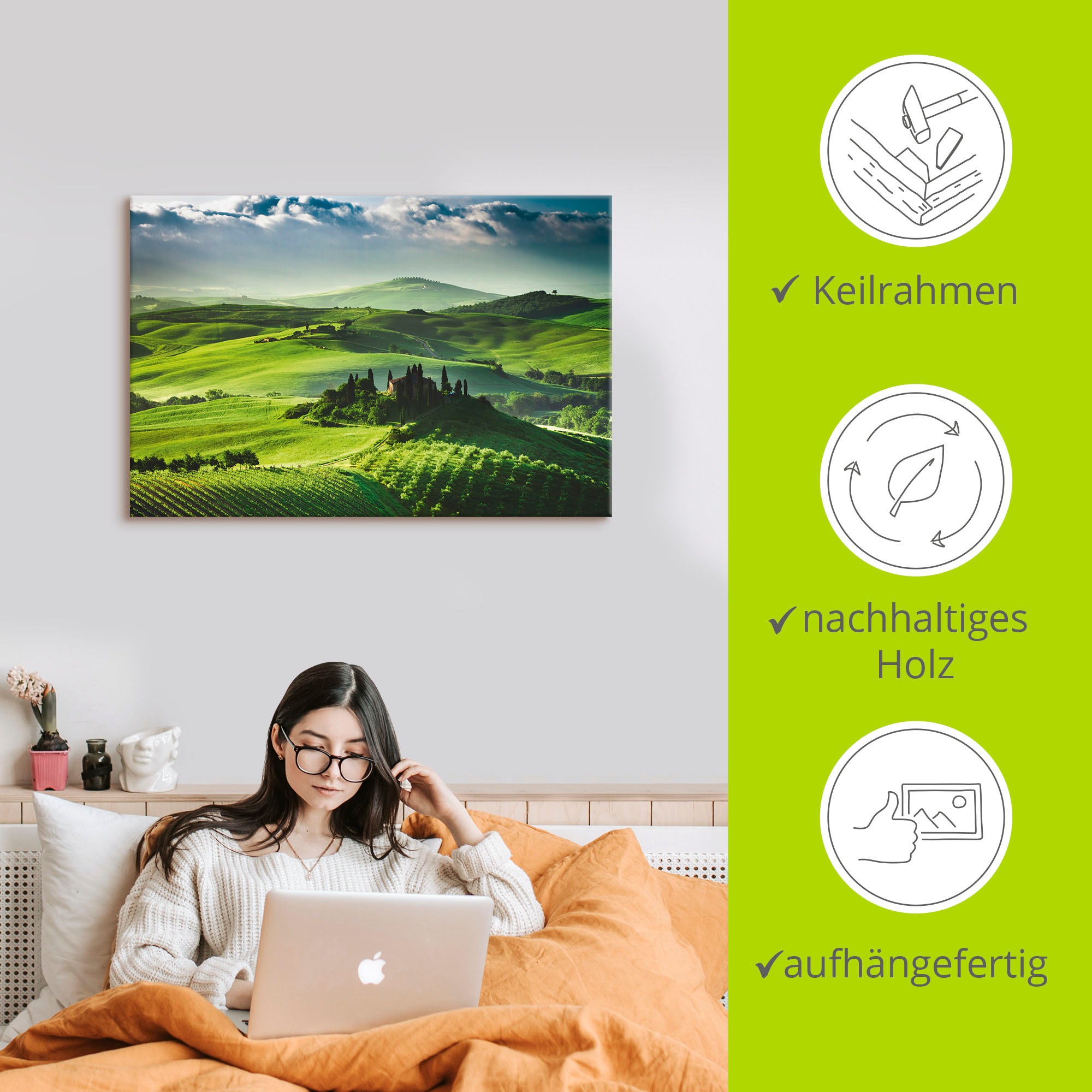 Artland Wandbild »Sonnenaufgang über einer Olivenfarm«, Felder, (1 St.), als Leinwandbild, Poster in verschied. Größen