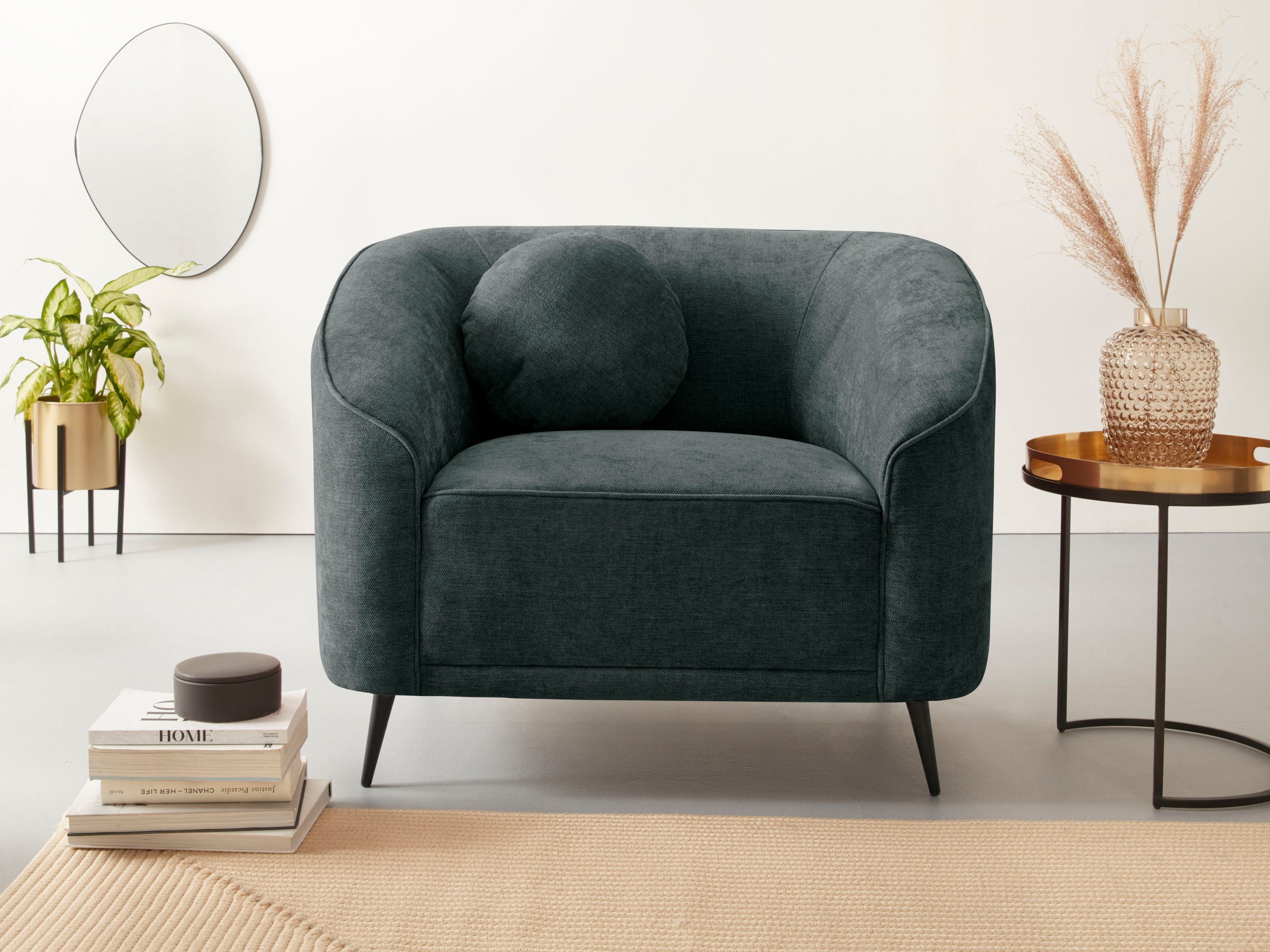 Home affaire Sessel "Ashly" in 3 Bezugsvarianten, Bouclé, Samtoptik und Str günstig online kaufen