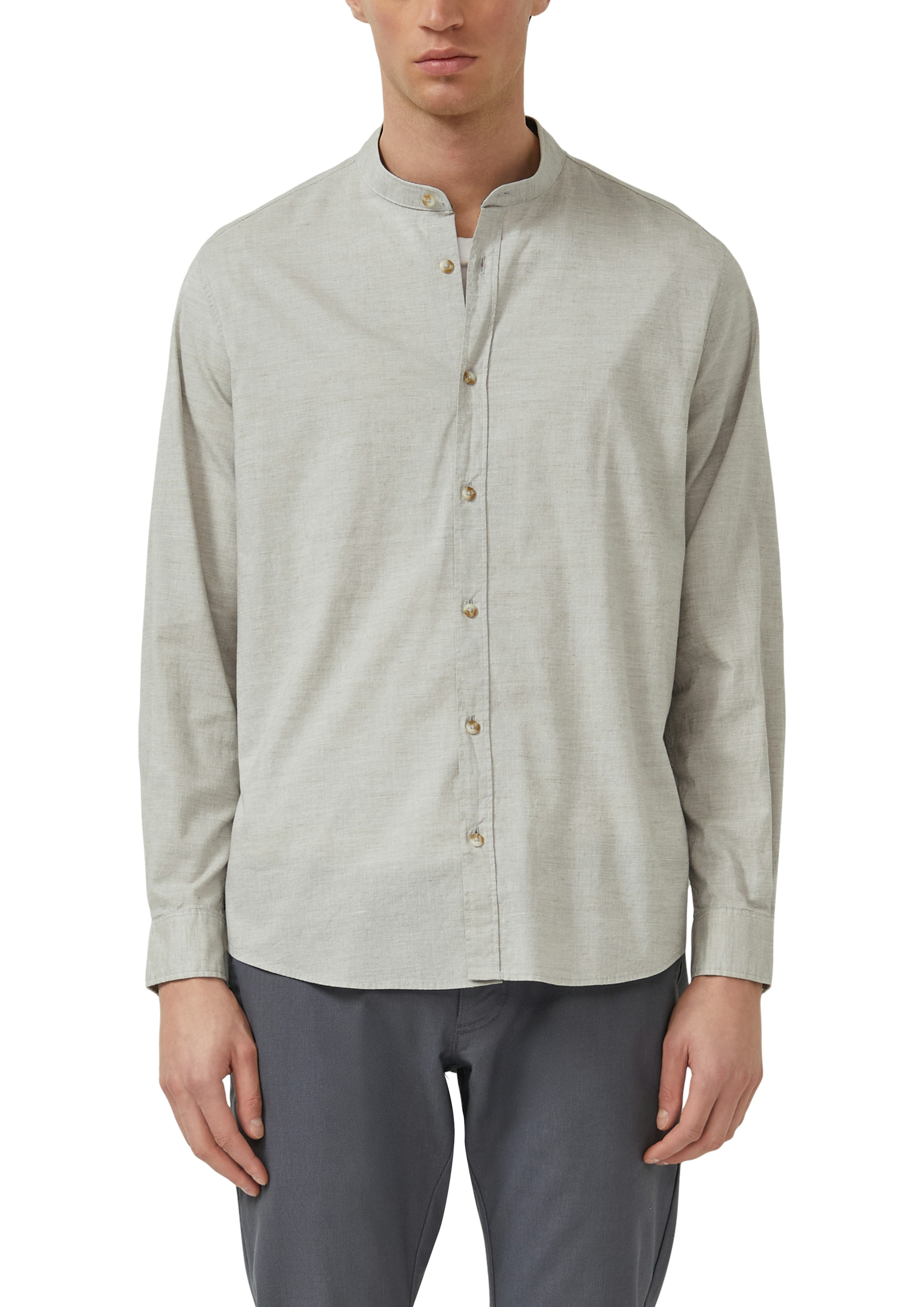 s.Oliver Langarmhemd mit Stehkragen und Knopfleiste günstig online kaufen