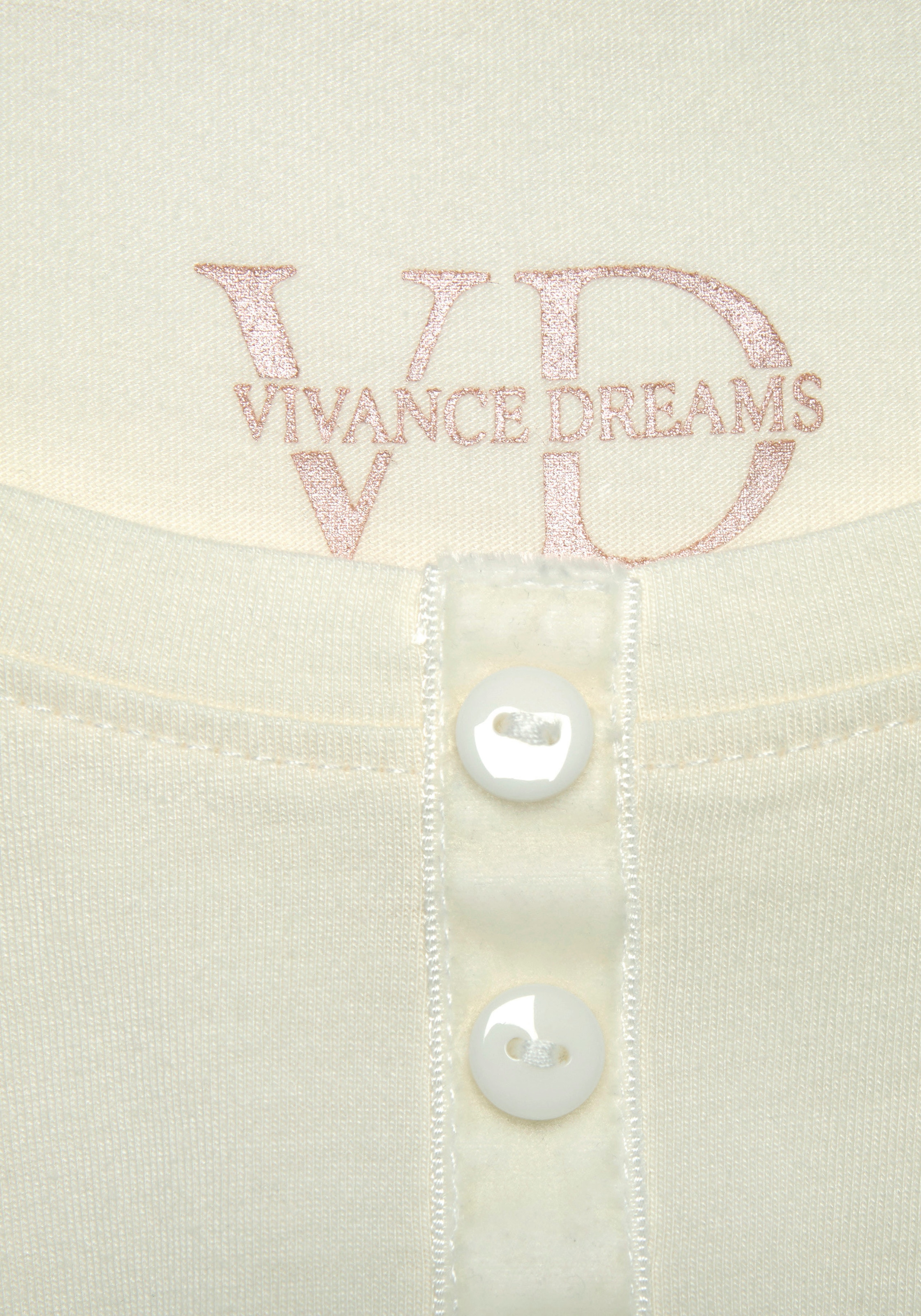 Vivance Dreams Pyjamaoberteil, mit Velvet-Knopfleiste