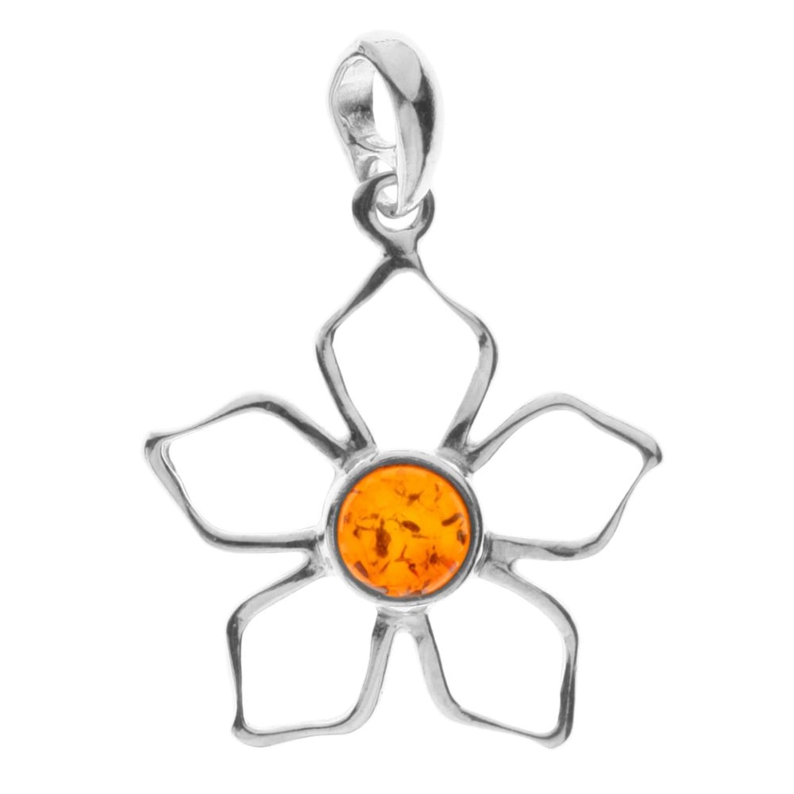 Kettenanhänger OSTSEE-SCHMUCK "- Blüte - Silber 925/000 - Bernstein" Gr. 33, silber (silber 925, silberfarben, weiß), Schmuckanhänger, Damen, Silber 925 (Sterlingsilber), Kettenanhänger