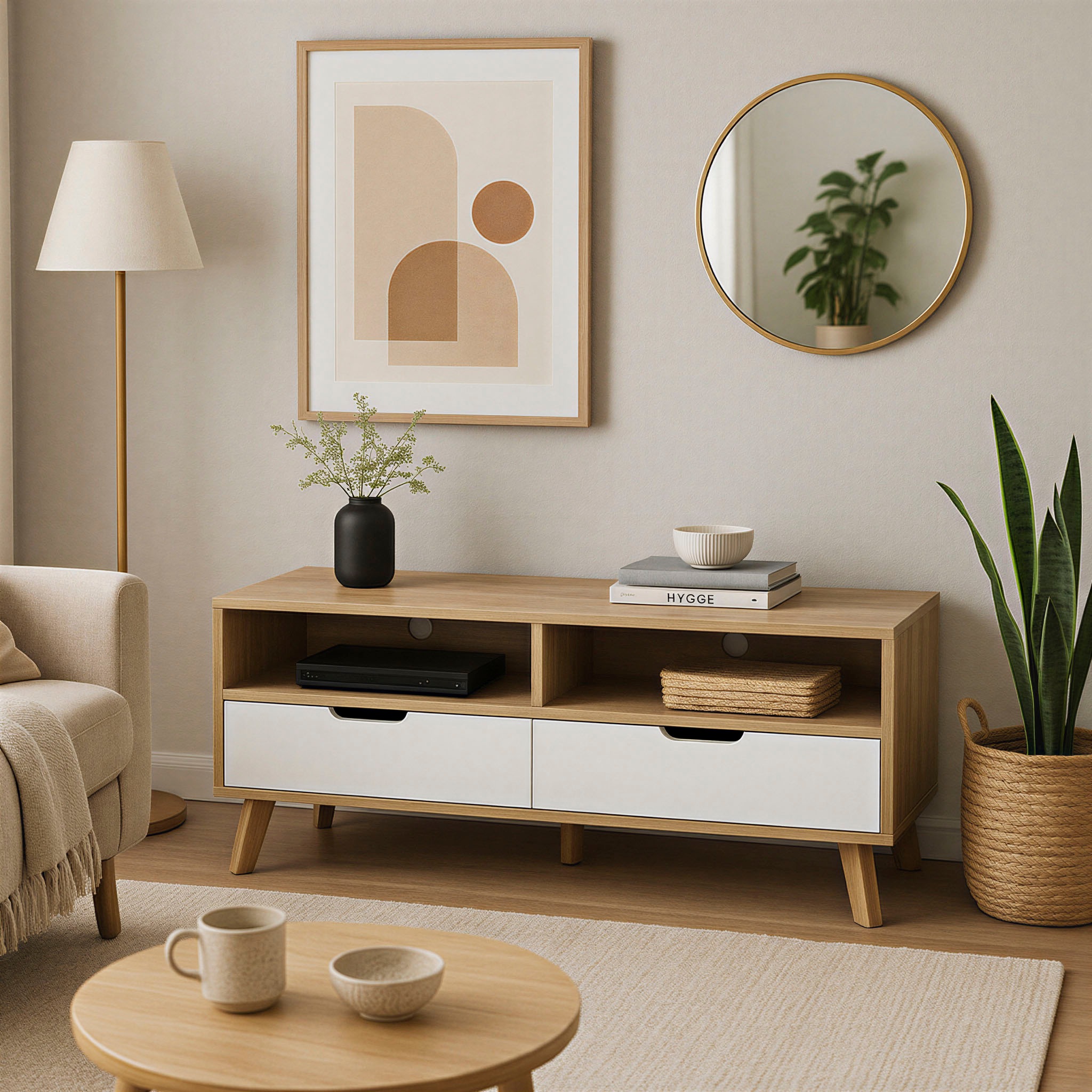 Möbilia Lowboard "Delea" Kommode mit 2 Kabeldurchführungen günstig online kaufen