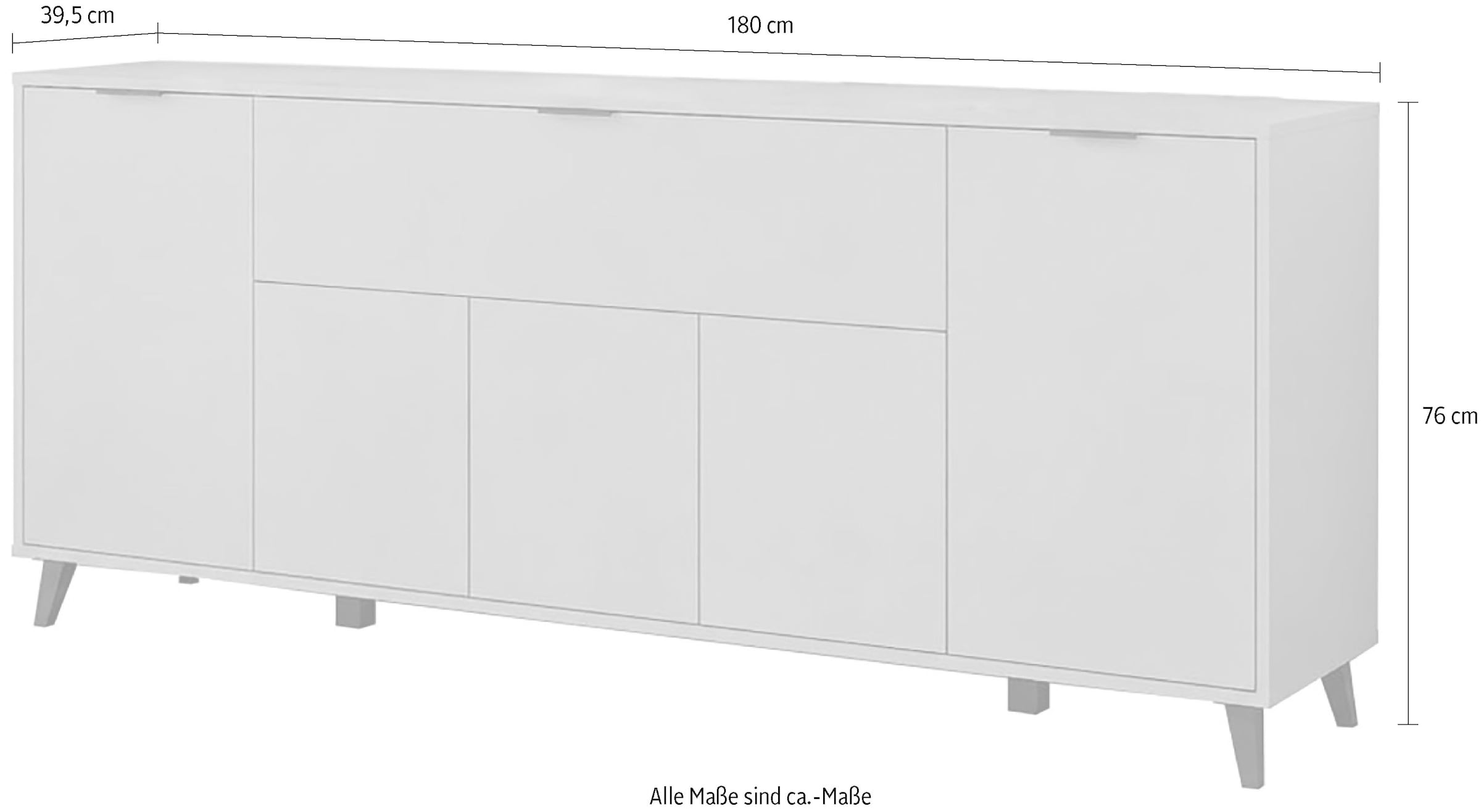 OTTO home Sideboard »OSLO – Modernes Stauraummöbel mit unterschiedlichen Öffnungssystemen« Verstellbare Böden und hohe Füße für mehr Komfort im Alltag