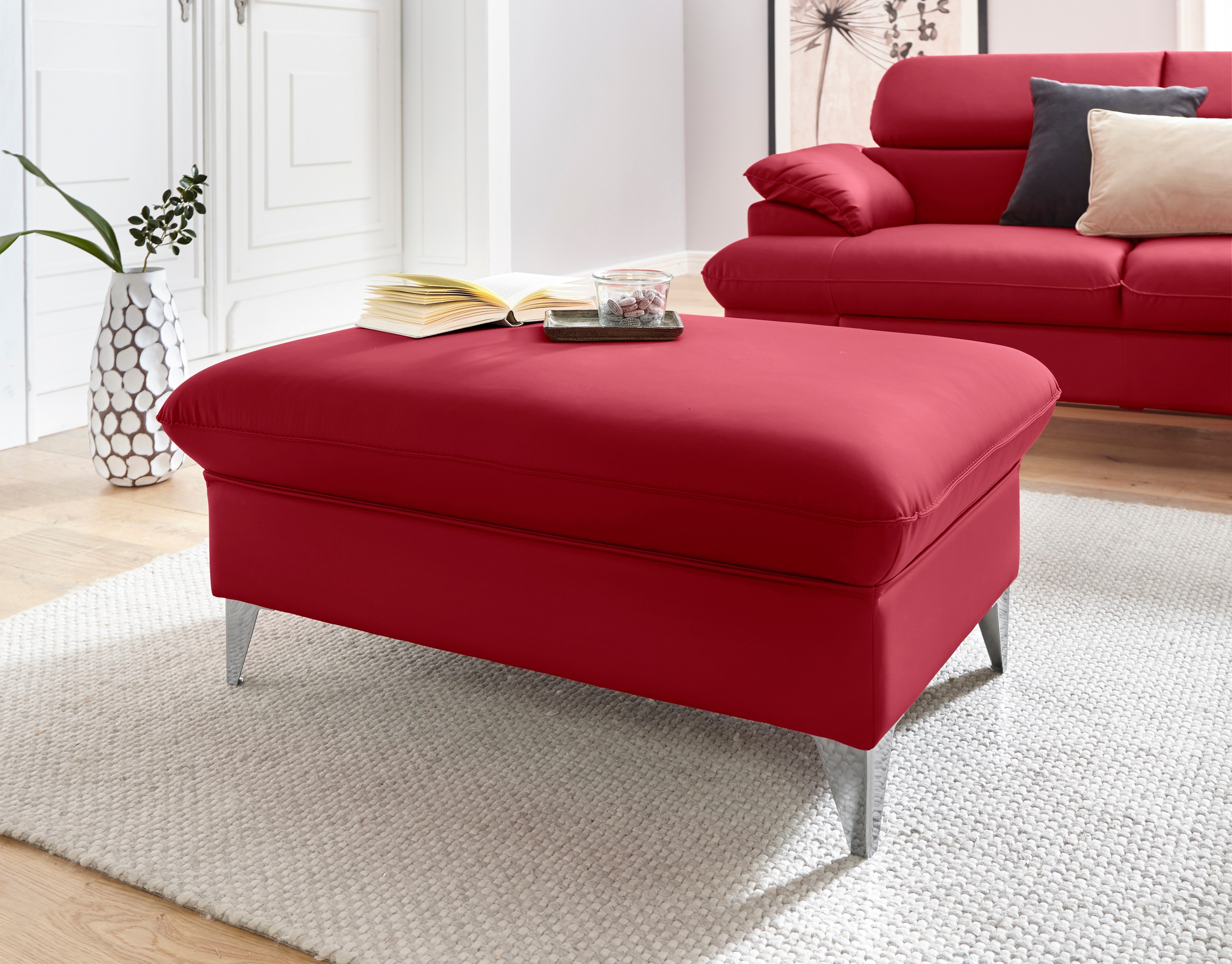 COTTA Polstergarnitur »Caluso L-Form«, (2 tlg.), Set bestehend aus: Ecksofa mit Kopfteilverstellung & Hocker