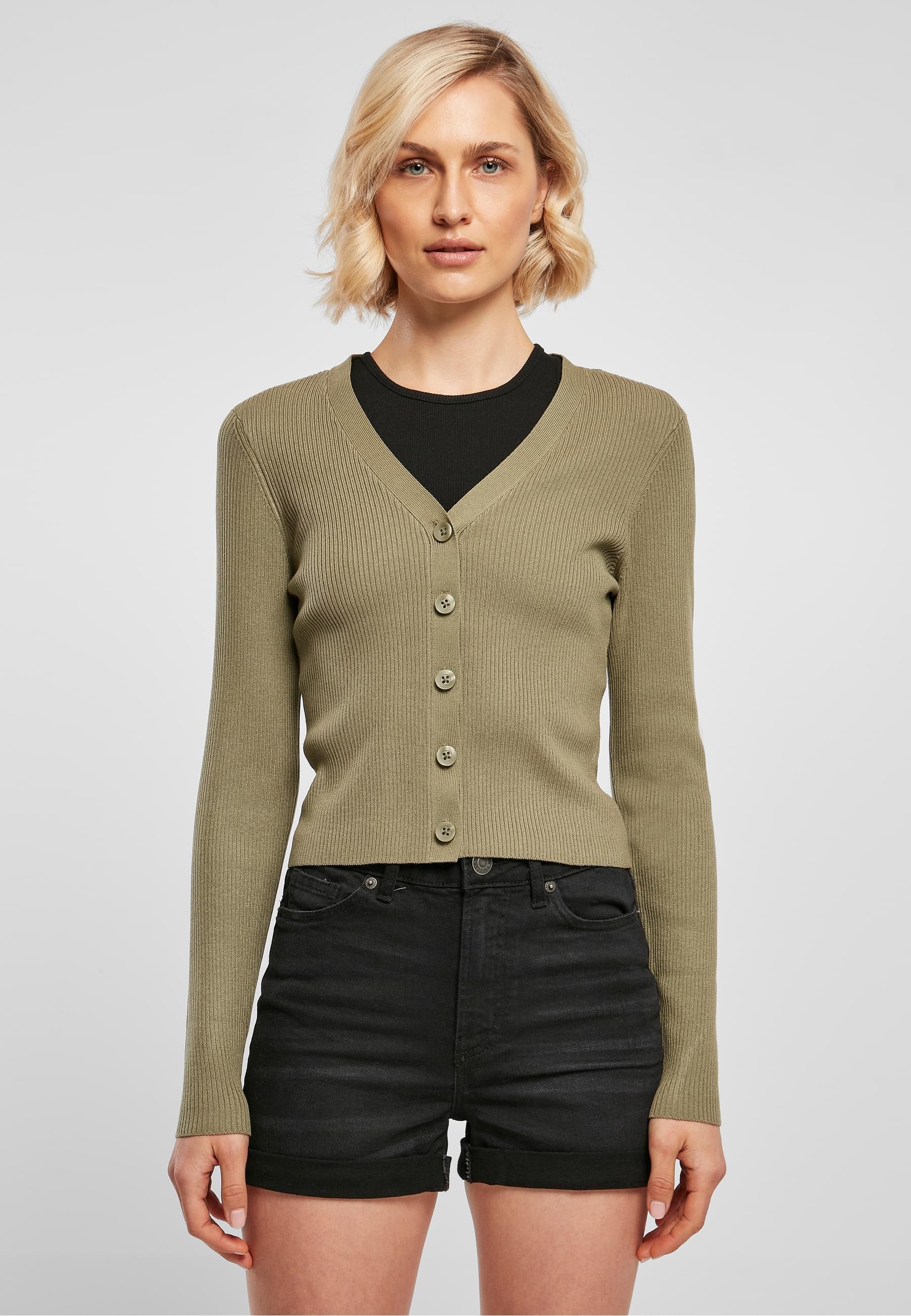 URBAN CLASSICS Strickjacke »Urban Classics Damen Ladies Short Rib Knit Cardigan«