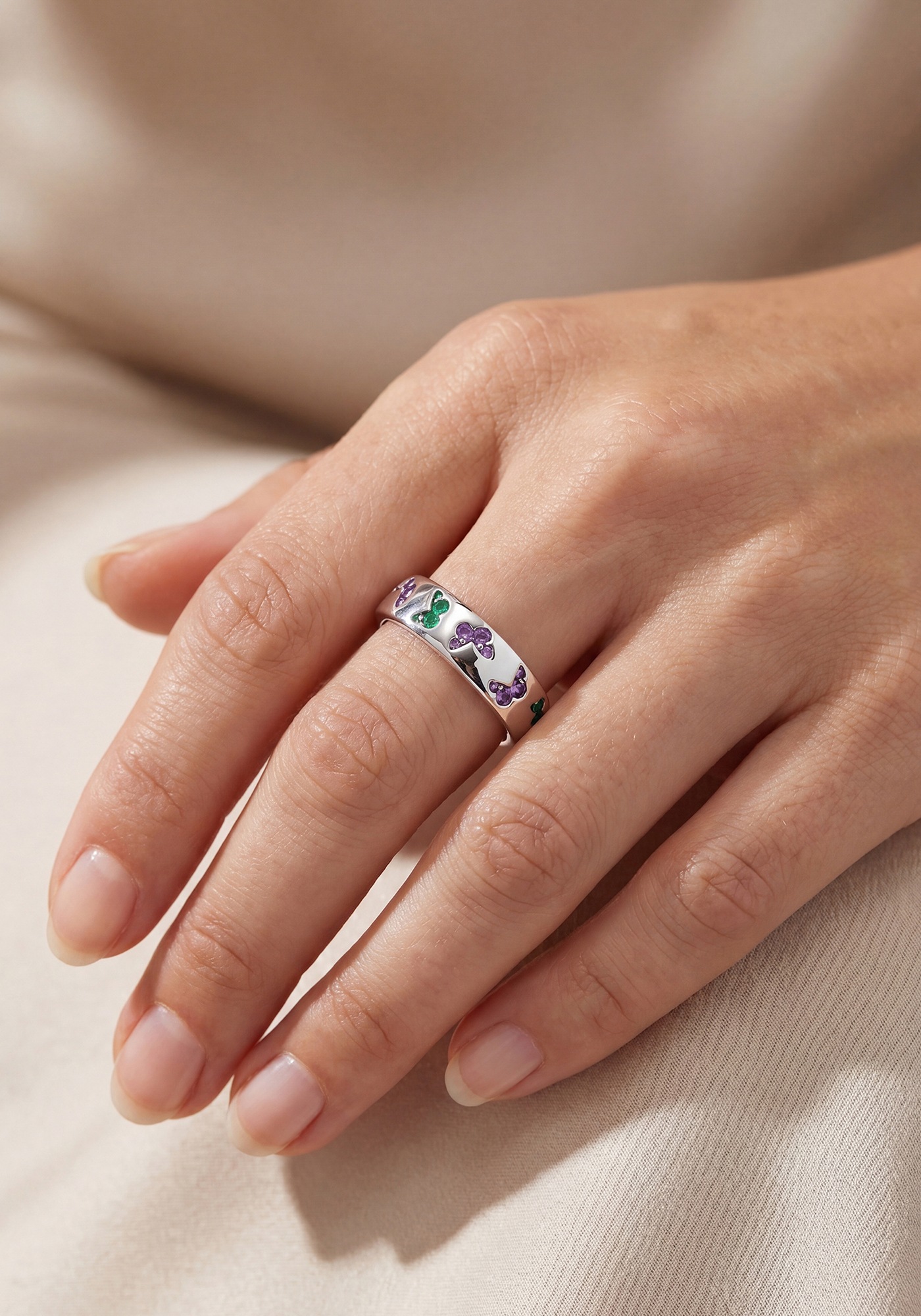 JOBO Silberring »Ring Schmetterling« 925 Silber mit 24 Zirkonia