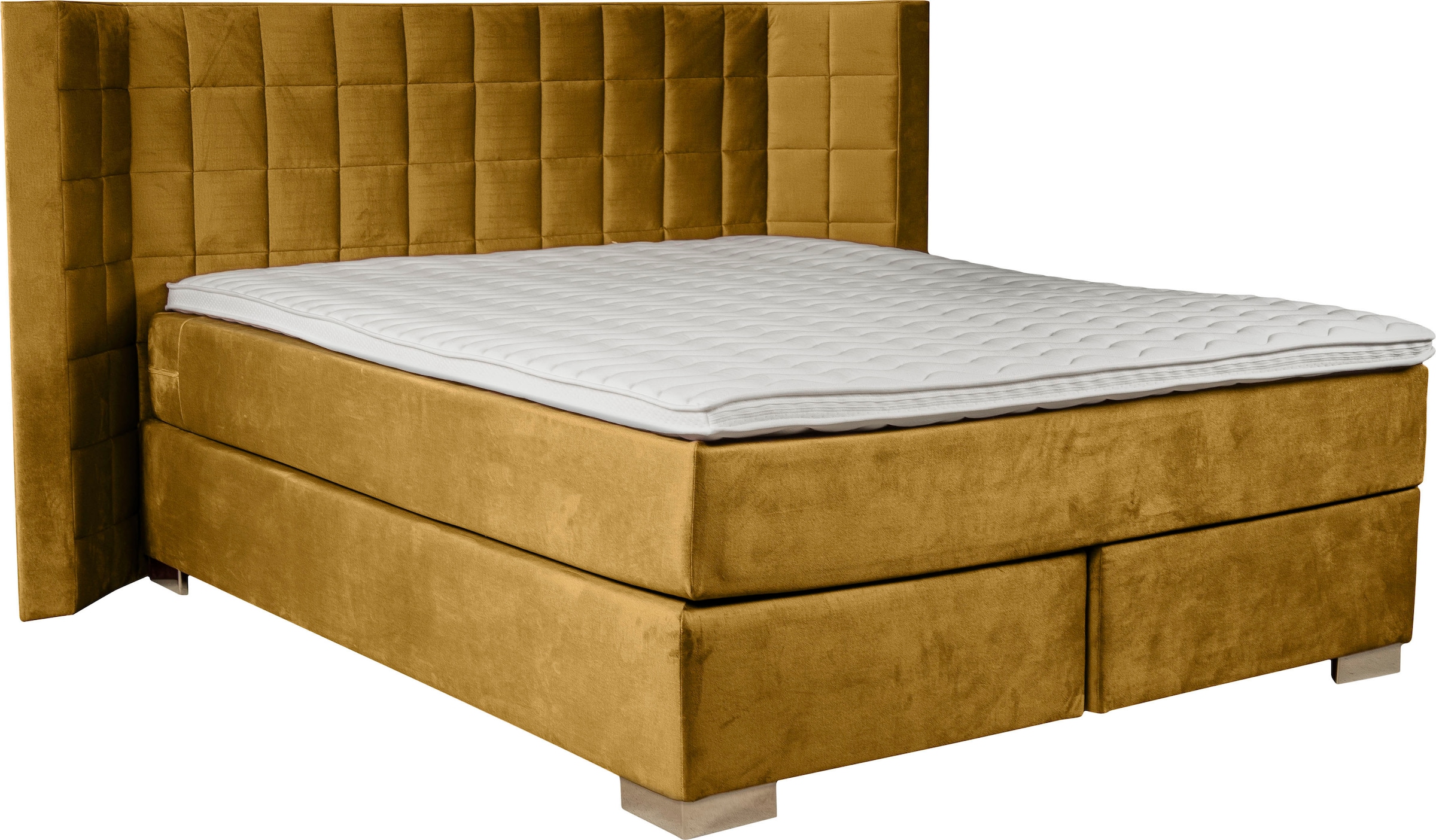 Places of Style Boxspringbett »Piazza«, mit Steppung und Kopfteil mit seitlichen Flügeln