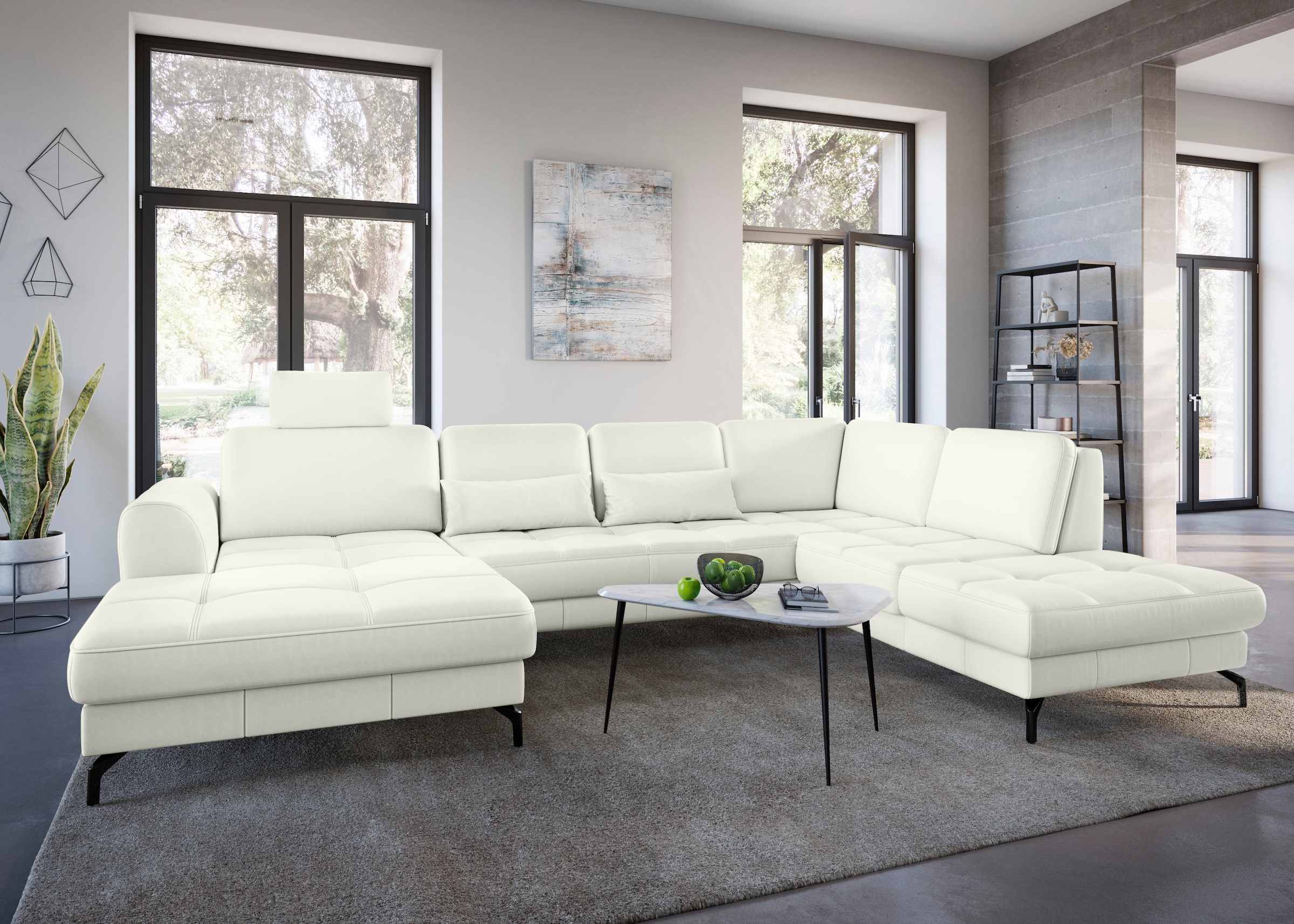 sit&more Wohnlandschaft "Bendigo U-Form" inklusive Sitztiefenverstellung, Bodenfreiheit 12 cm, in 2 Fußfarben