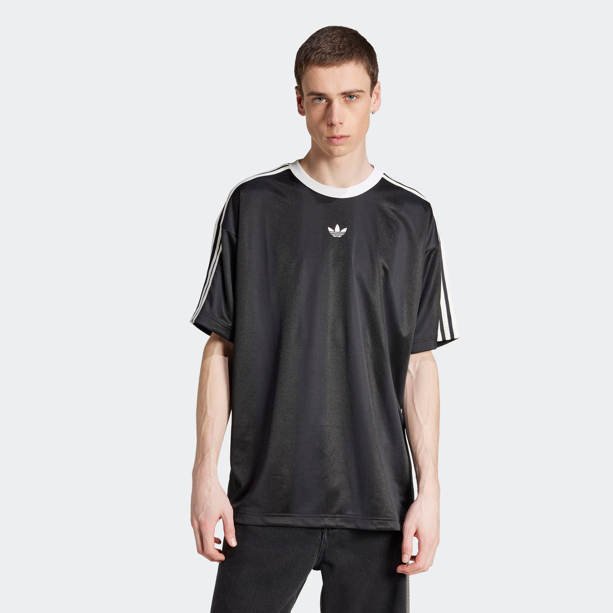 Herren T-Shirt "JACQUARD JERSEY"schwarz, weiß, Gr. XL, ADIDAS ORIGINALS, Obermaterial: 100% Polyester, Shirts, lockere Passform, Rundhalsausschnitt,