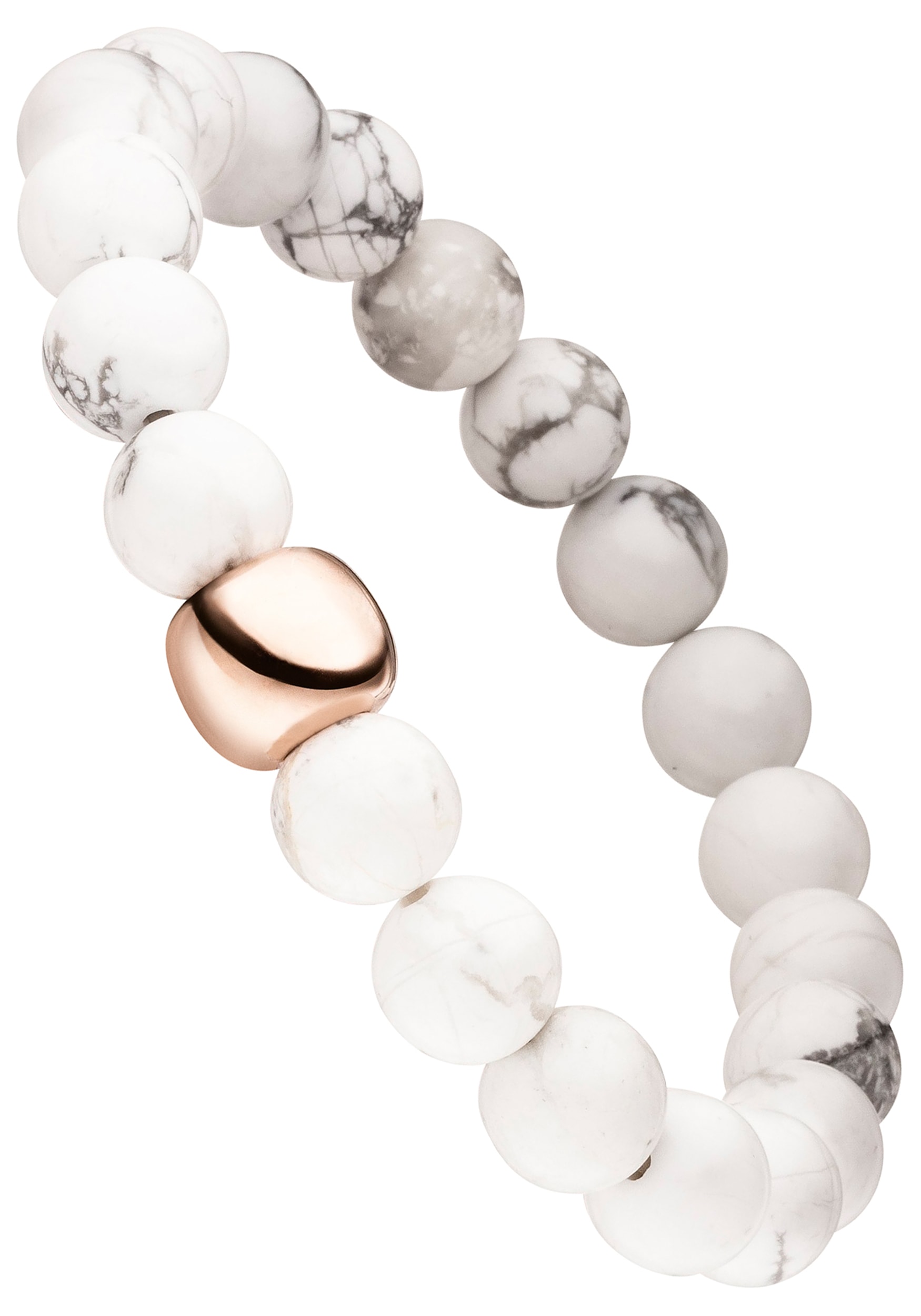 JOBO Armband »Kugeln 8 mm« Howlith und 925 Silber vergoldet