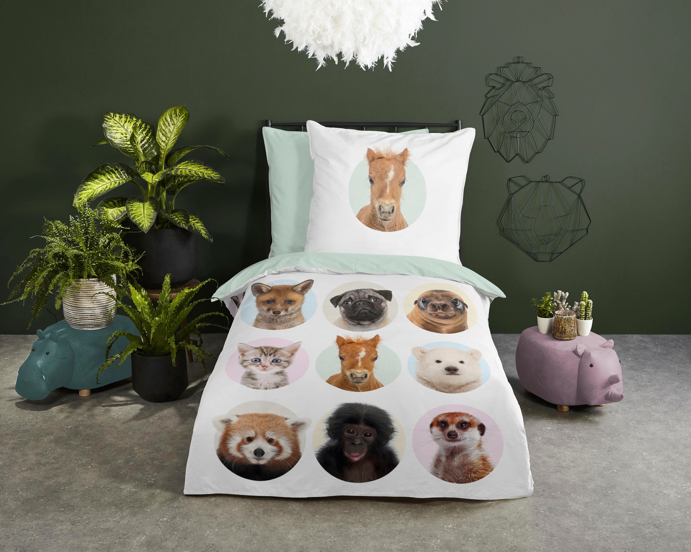 good morning Kinderbettwäsche "Younganimals" 2 Stk. tlg. 100% Baumwolle, 13 günstig online kaufen