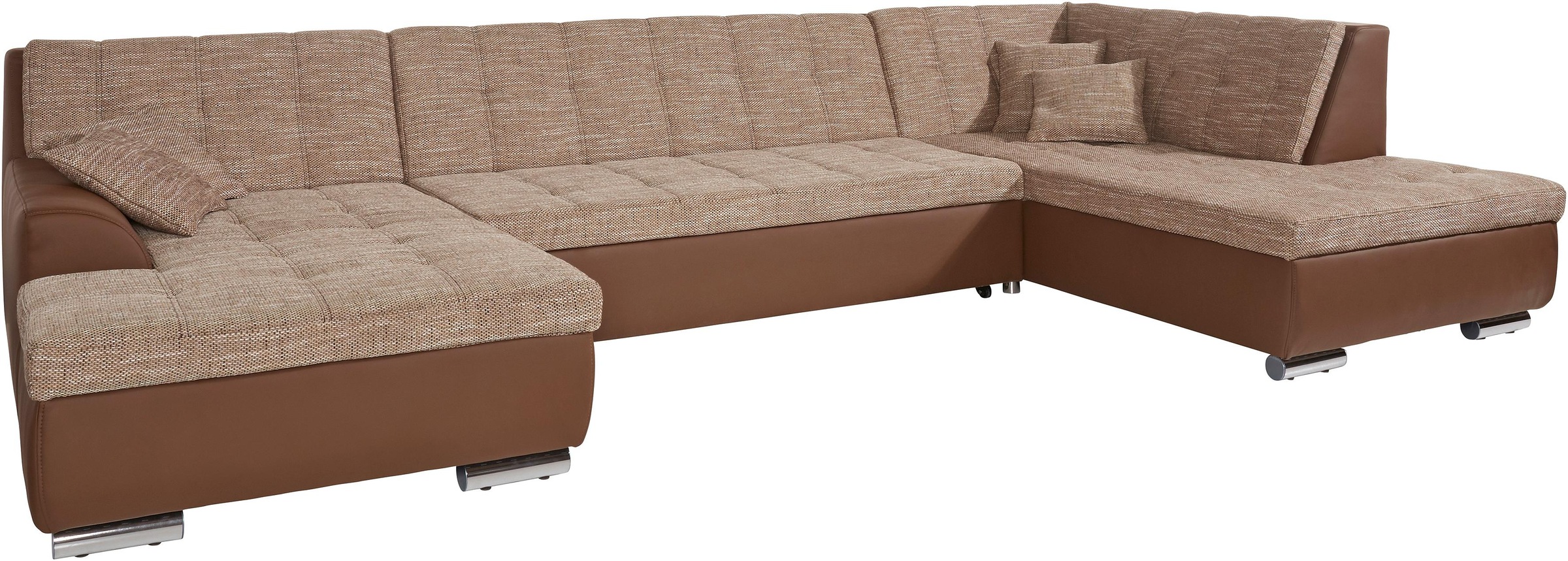 DOMO collection Wohnlandschaft »Treviso incl. Zierkissen, moderne Steppung, XXL: B/T/H: 364/201/83 cm«, wahlweise mit Bettfunktion, in vielen Bezugsarten auch in Cord U-Form