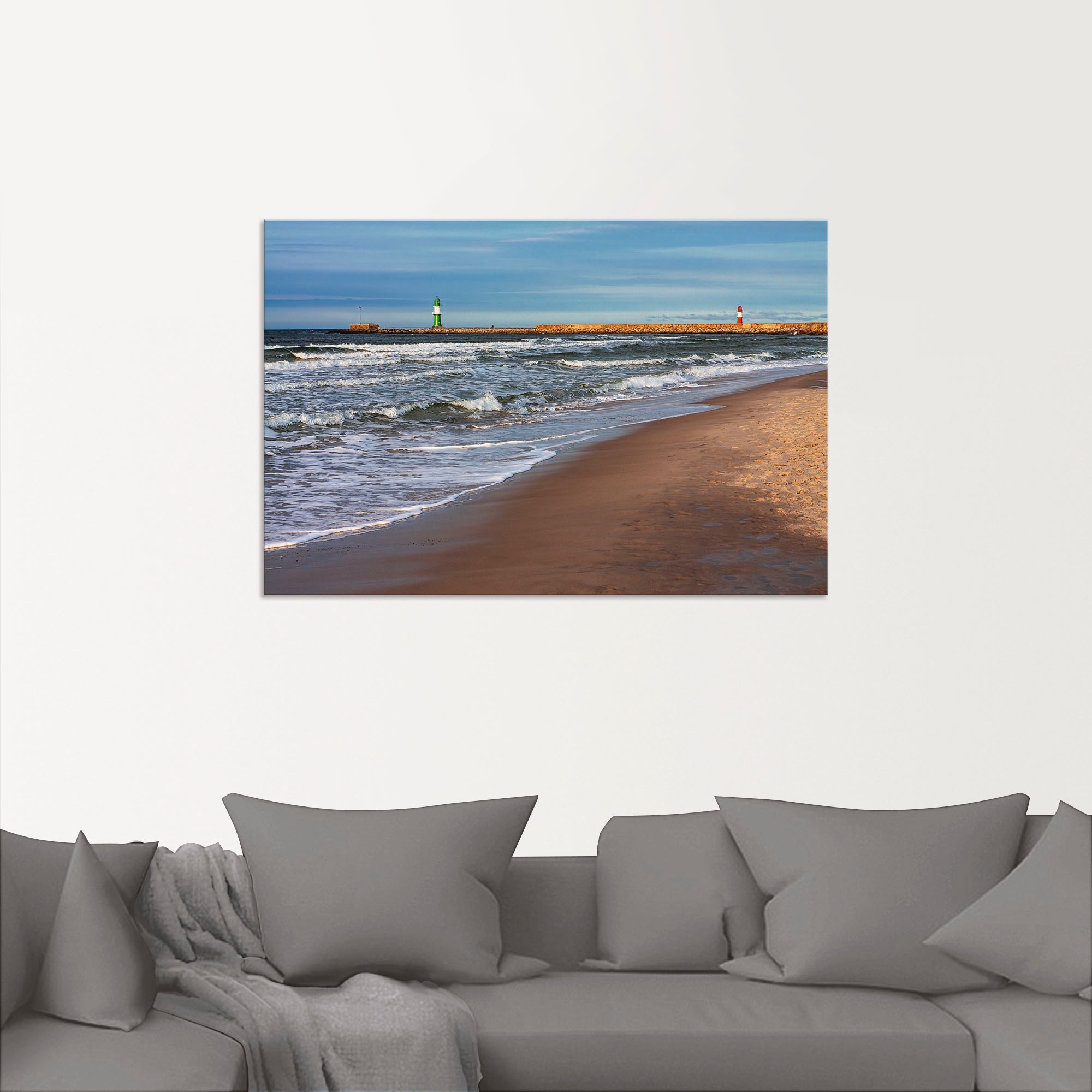 Artland Wandbild »Mole an der Ostsee in Warnemünde«, Küstenbilder, (1 St.), als Alubild, Leinwandbild, Wandaufkleber oder Poster in versch. Größen