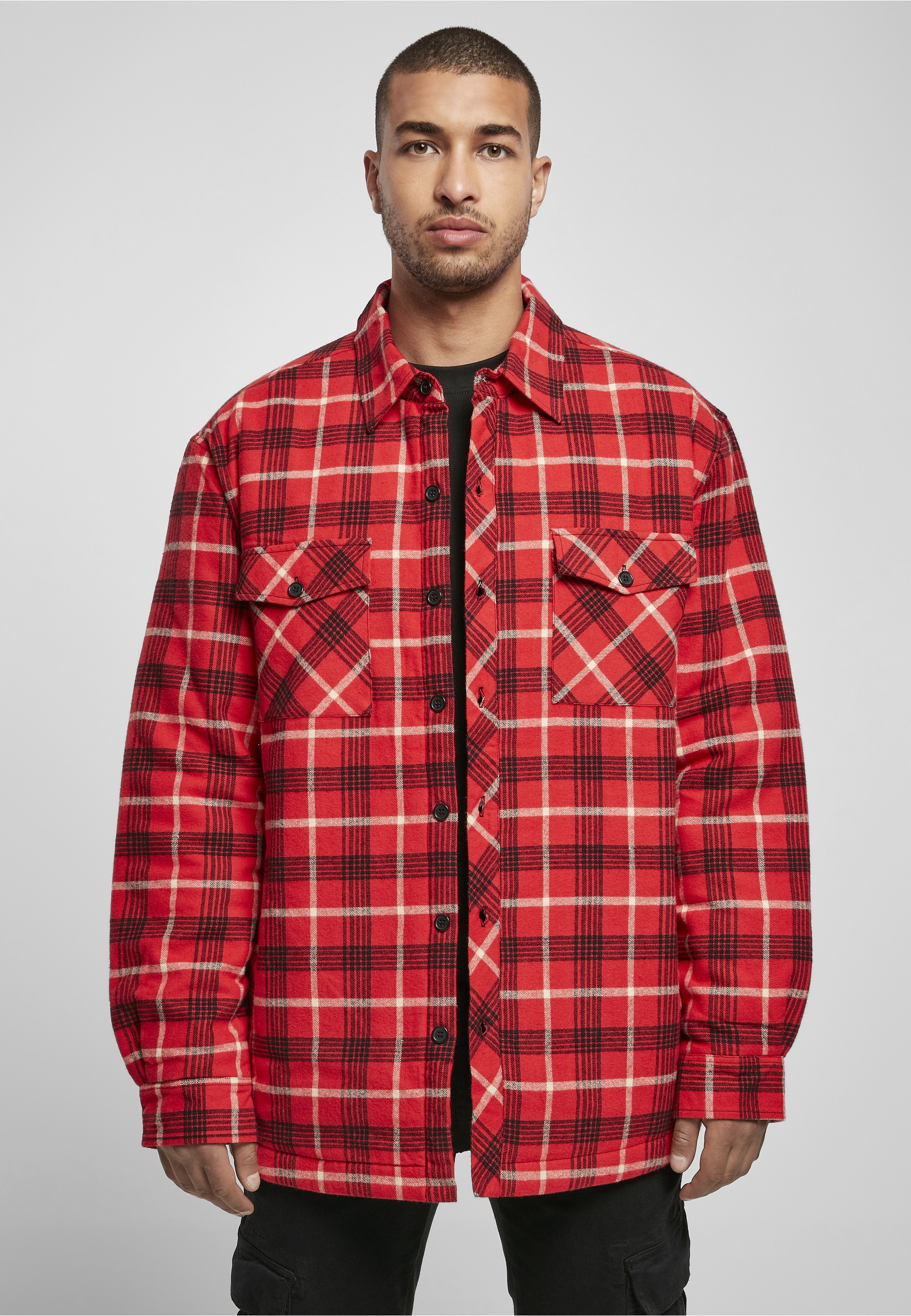 URBAN CLASSICS Funktionsmantel »Urban Classics Herren Plaid Quilted Shirt Jacket«
