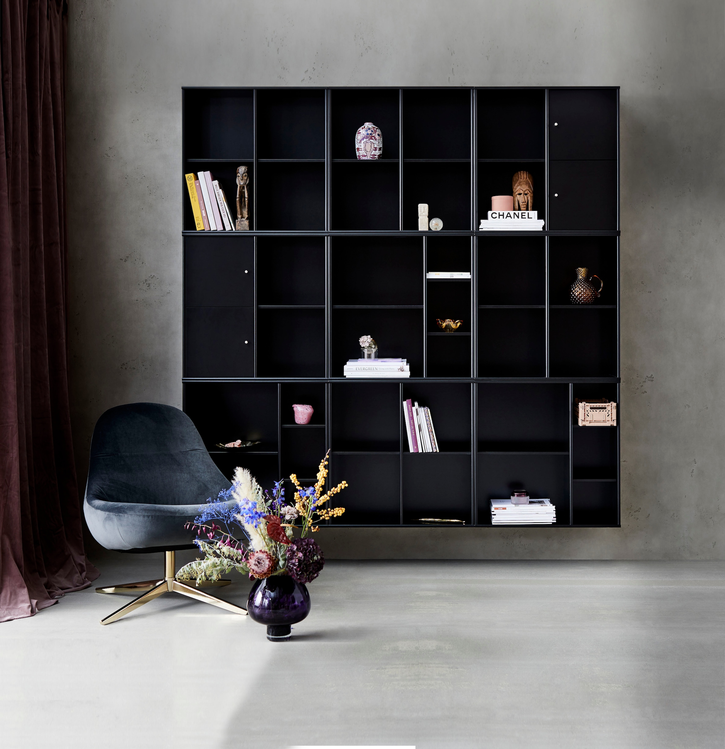 Hammel Furniture Bücherregal »Mistral Kubus«, Kombination aus 9 Modulen, mit 2 Türenset, Breite 207cm