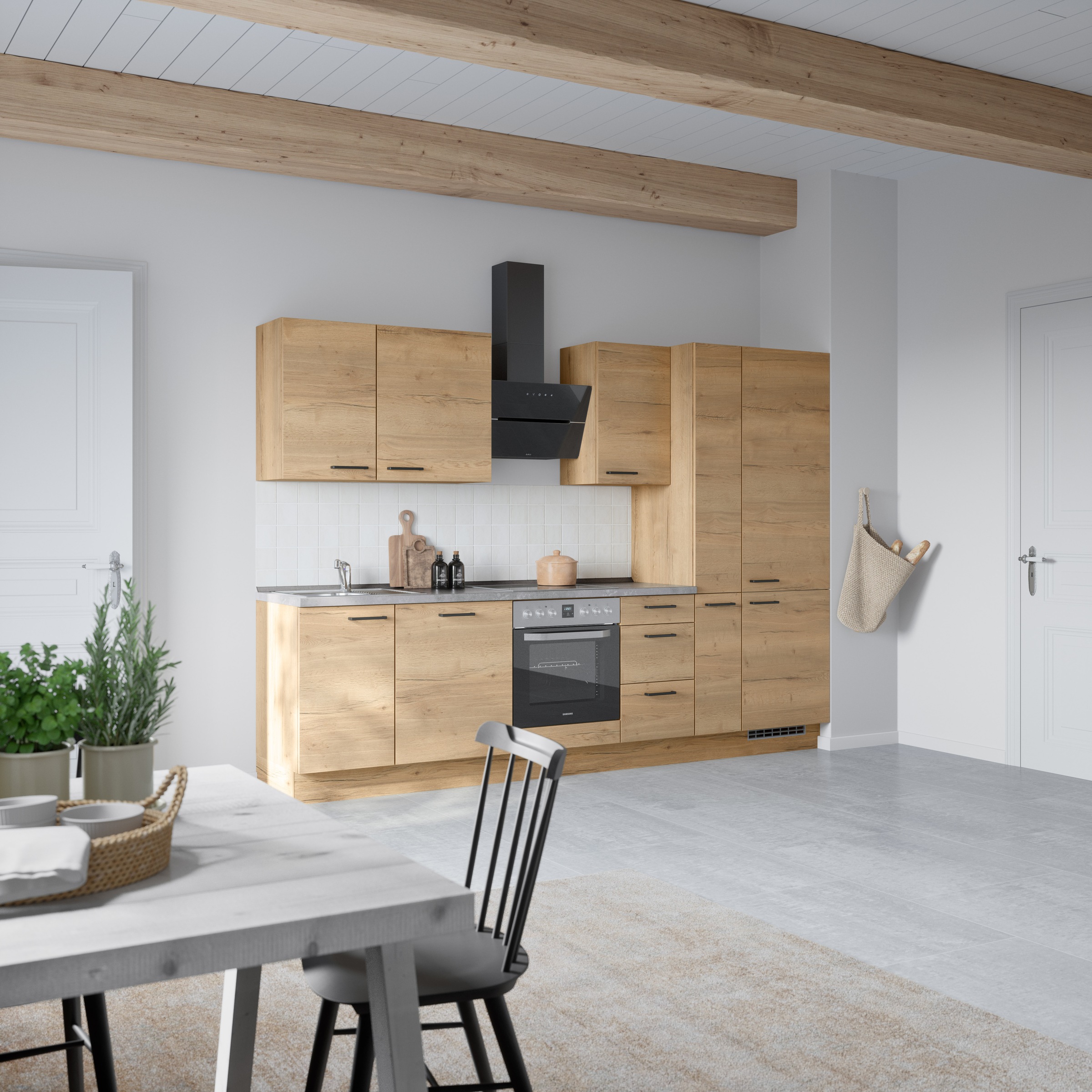 nobilia® Küchenzeile »"Structura II"«, vormontiert, Ausrichtung wählbar, Breite 300 cm, wahlw. mit E-Geräten