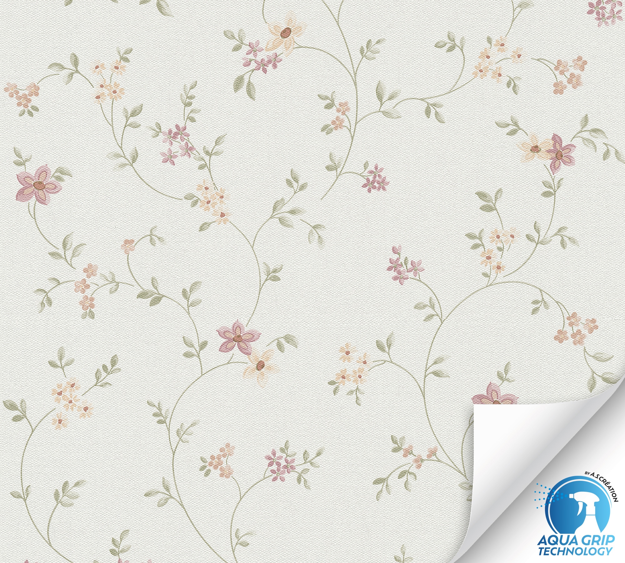 living walls Vliestapete »DesignDrop vorgeleimte Tapete Floral Mustertapete Weiß Grün Rosa«, matt, florale Vliestapete vorgekleistert für Schlafzimmer Wohnzimmer Flur