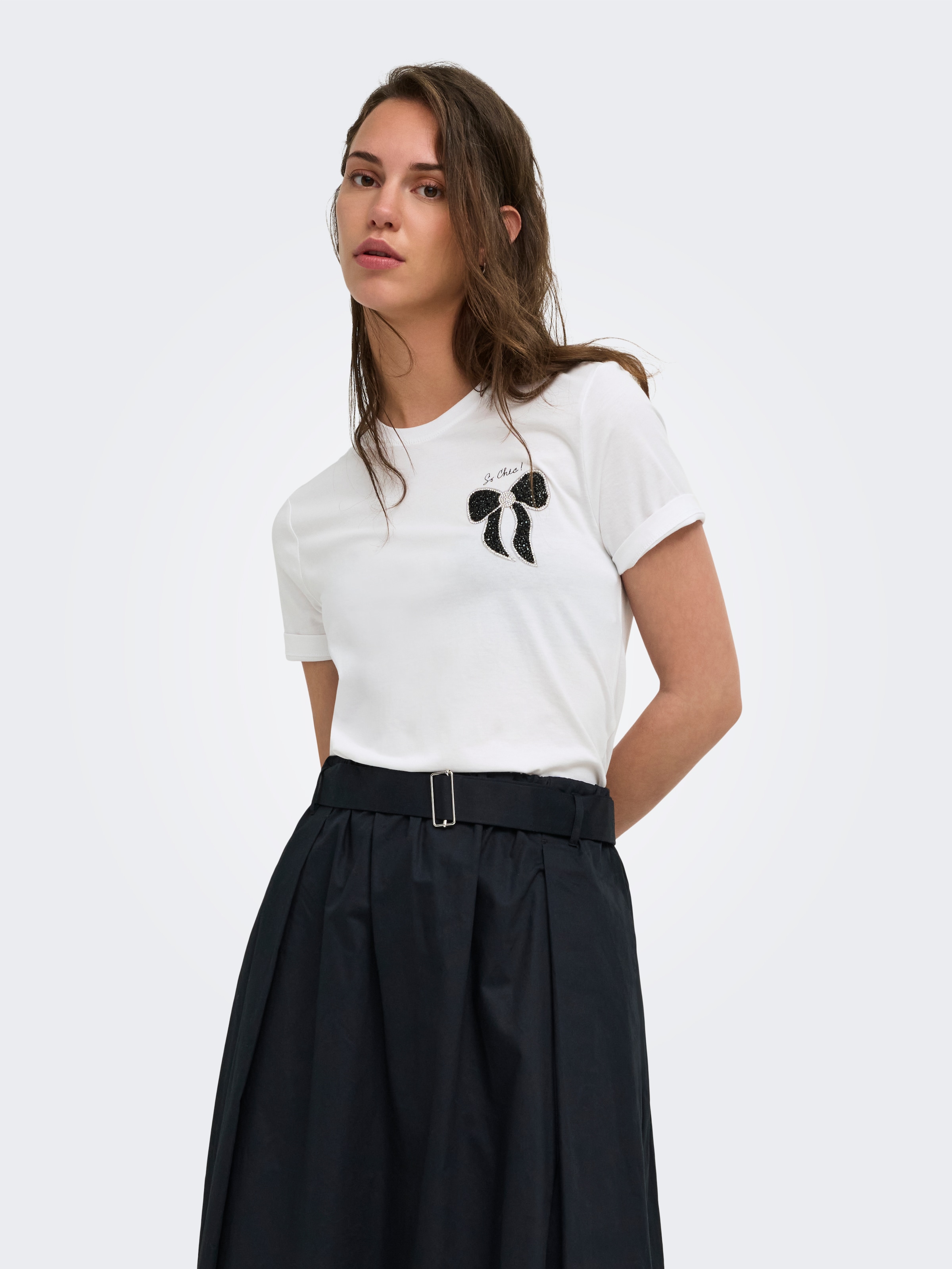 ONLY Kurzarmshirt "ONLKITA S/S LUXE JRS NOOS" Baumwolle, regular fit